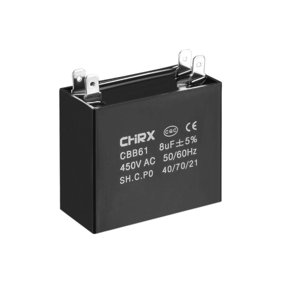 Cbb61 Ceiling Fan Capacitor 8Uf 450V Ac Replacement For Electric Motors