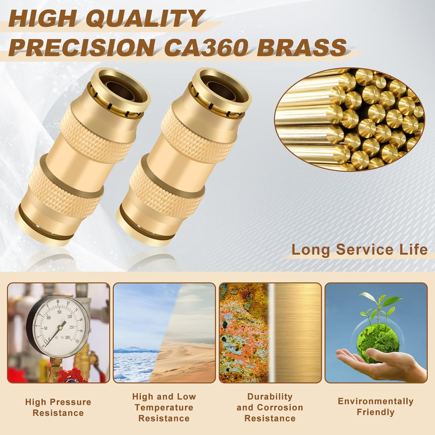 5/8″ Quick Push to Connect Fittings Brass Union Straight Joint DOT Approved 5…