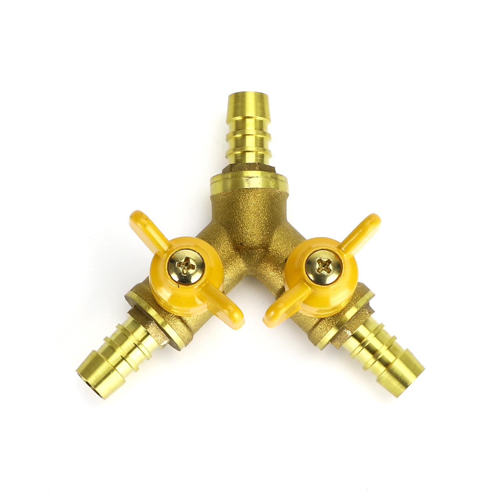 3/8″ Hose Barb Ball Valve Y Shaped 3 Way Connector Barb Brass Fitting OD 11mm US