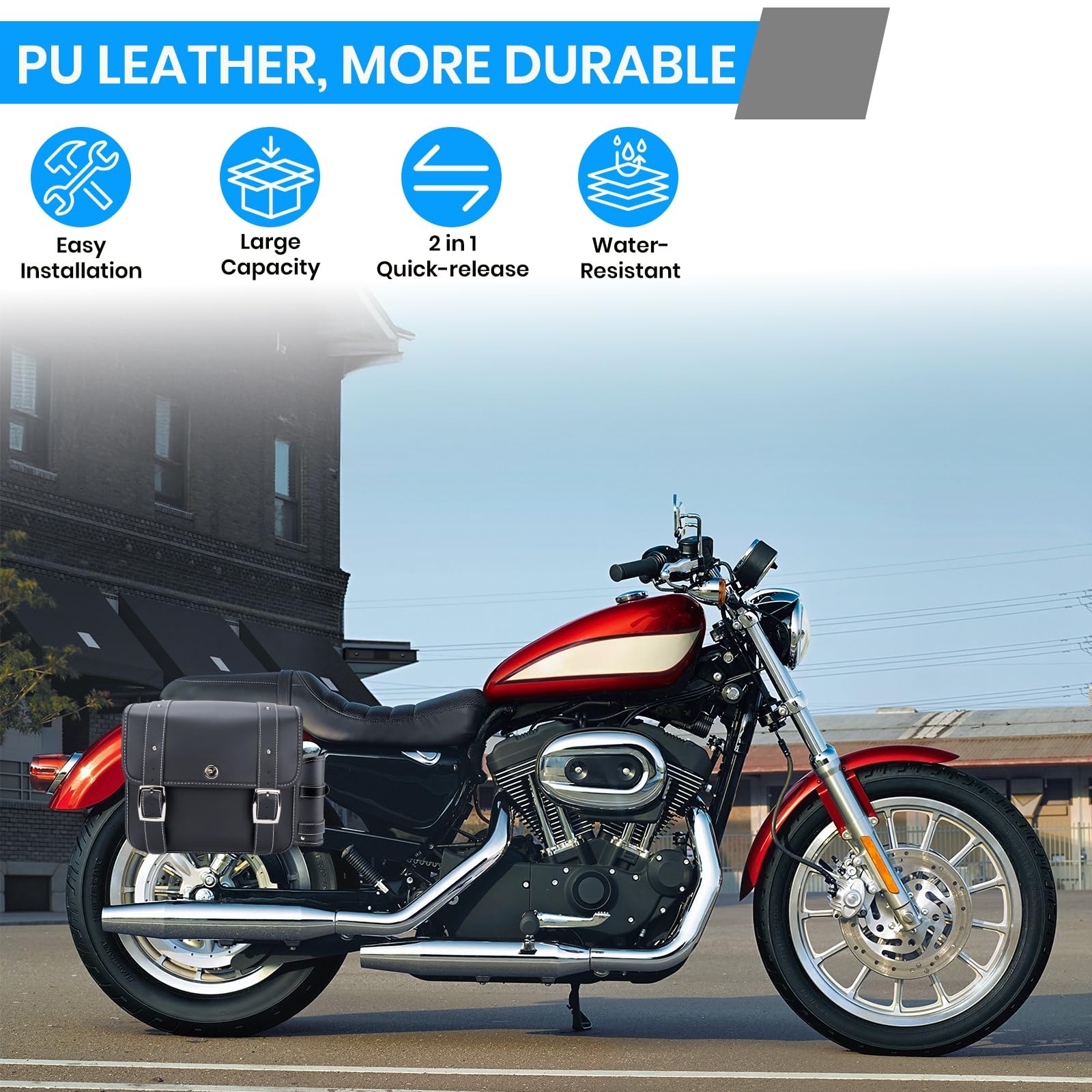 20L Motorcycle Saddlebags Sportster Softail Dyna Shadow Water-Resistant Black