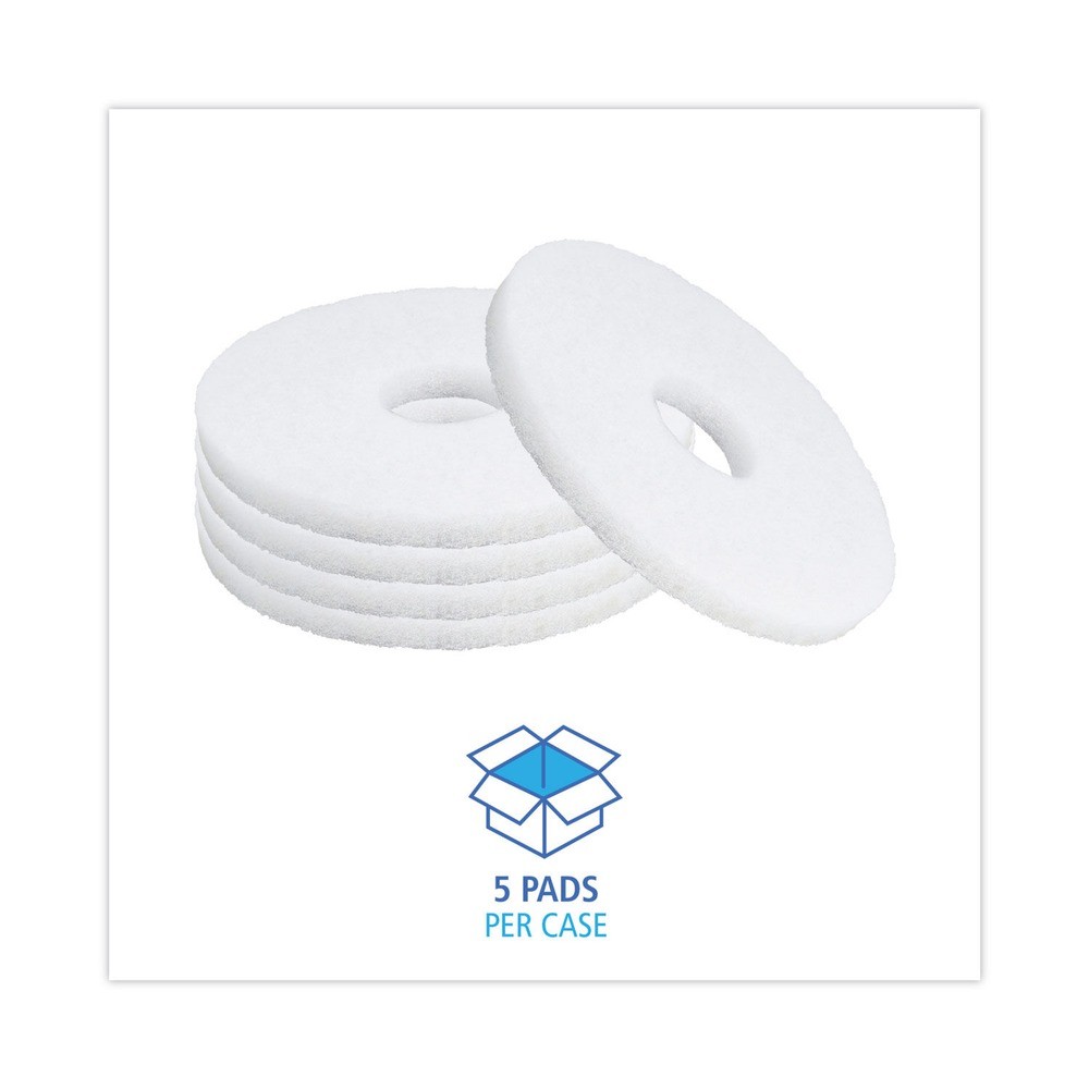 Boardwalk 4012WHI 12 in. Diameter Polishing Floor Pads – White (5/Carton) New