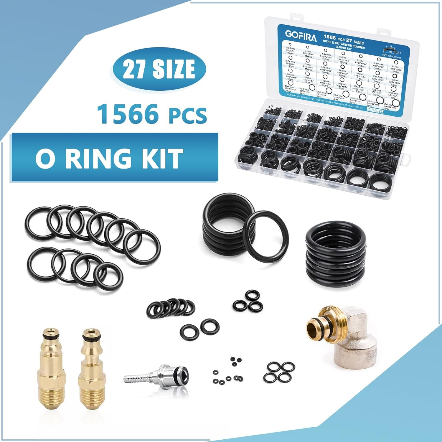 1566Pcs of 27 Varieties of O-Ring Seal Kit in Nitrile Rubber Material for Automo