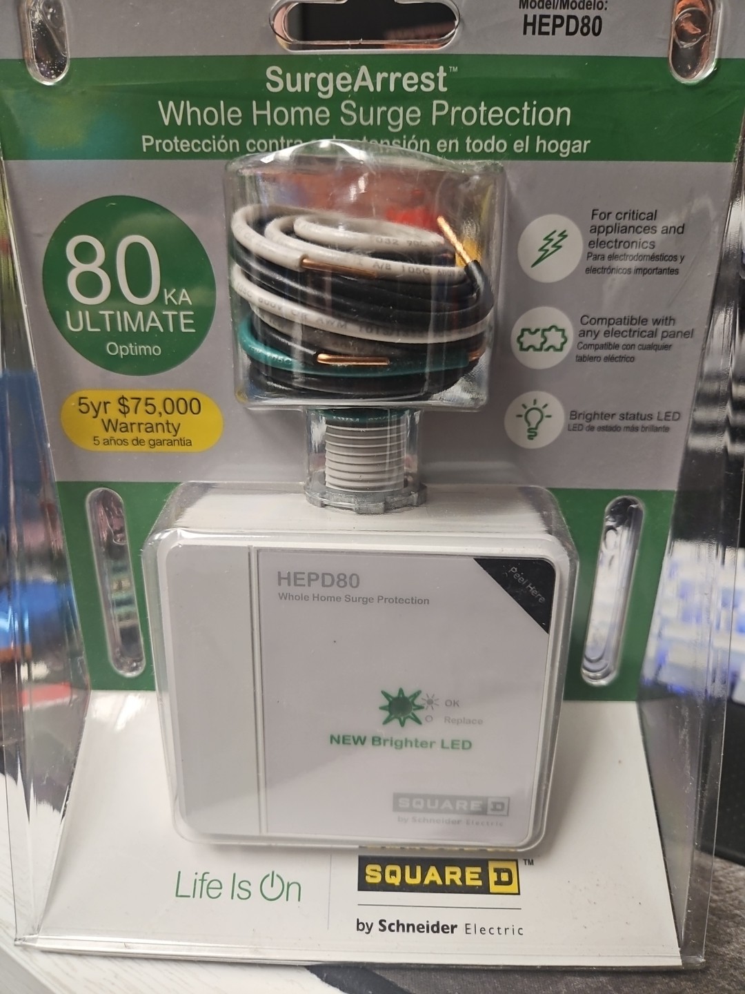 Square D HEPD Whole Home Electronics Protective Device, AC Surge Protection 80kA