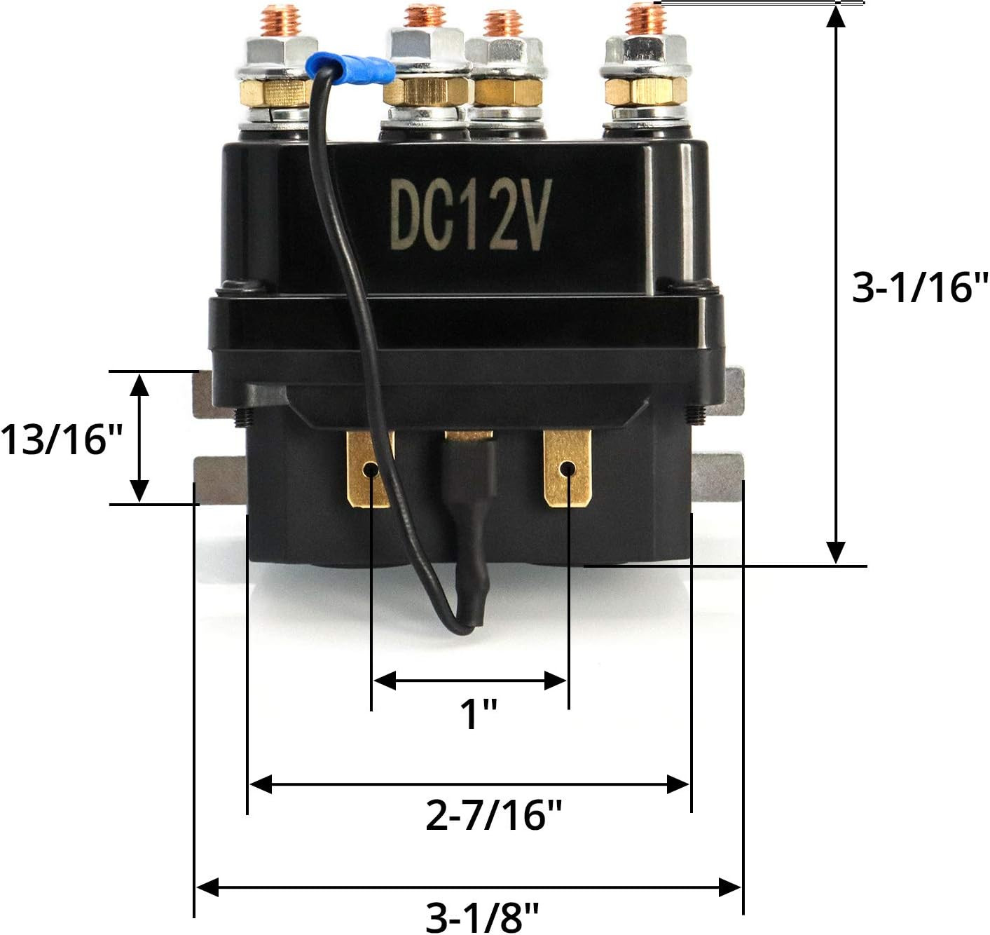 Solenoid Relay, 12V 250A Winch Relay Solenoid Replacement Contactor for 3000-500