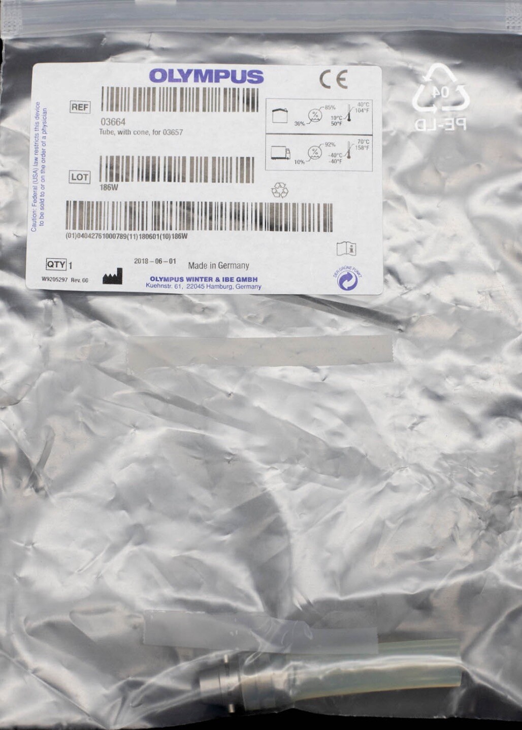 Olympus 03664 Ellik Evacuator Adapter Tube With Cone
