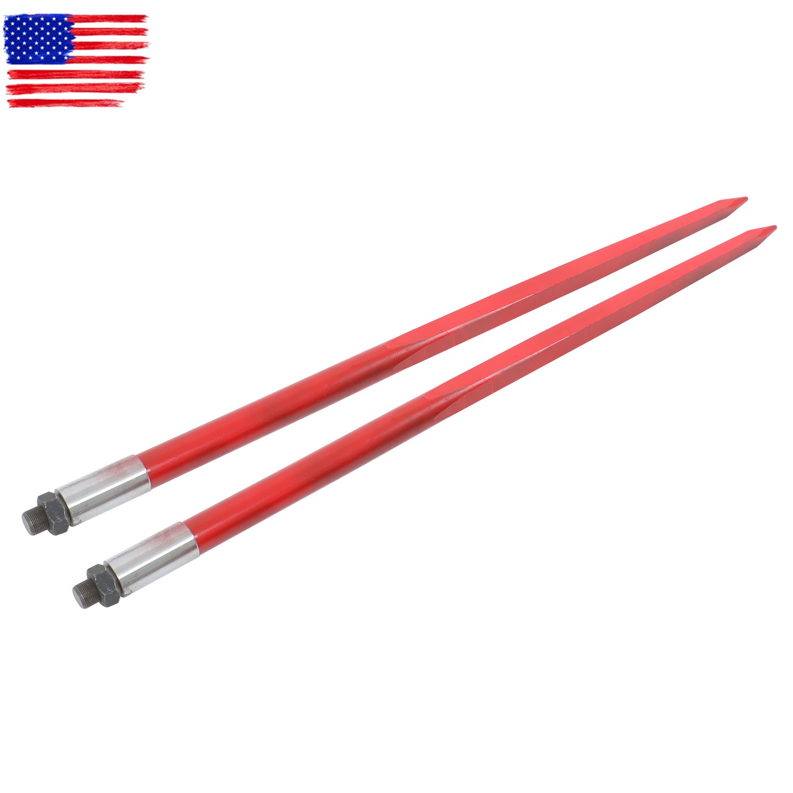 2Pcs 49″ Hay Spike Bale Spears 4500lb Cap Each Skid Steer Attachments Tractor