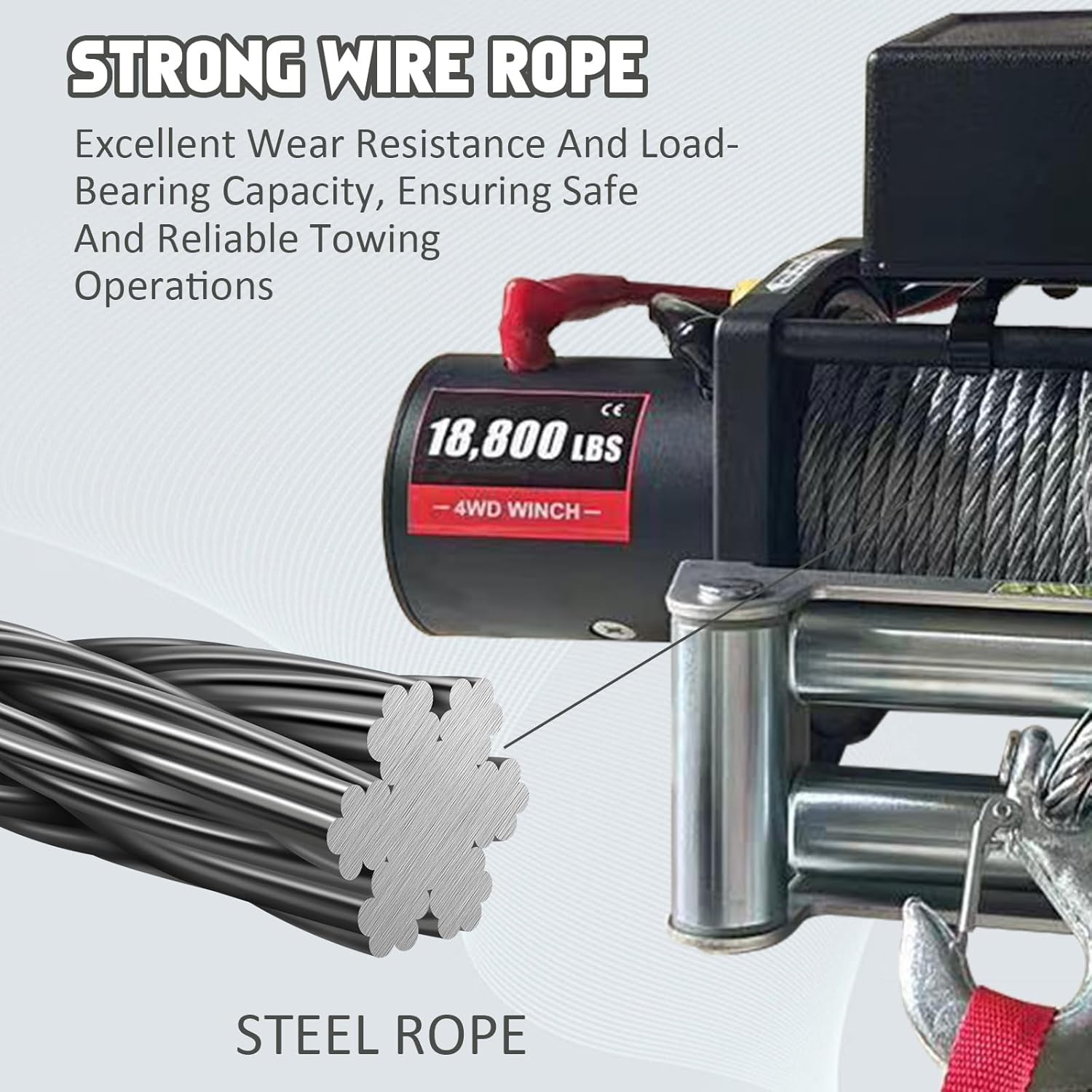 18800LBS Truck Electric Winch Kit Waterproof IP67 80FT Steel Cable Truck Winch