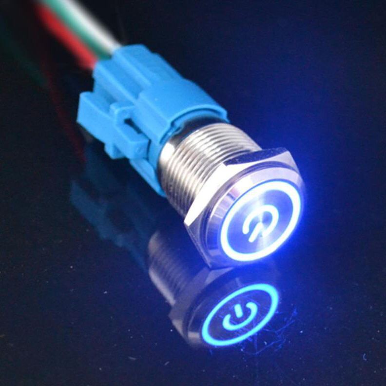 16mm 12V LED ON OFF Push Button Power Switch Latching with Wire Socket Harness