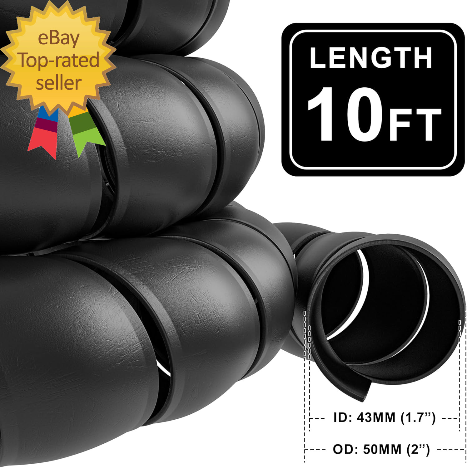 Hydraulic Hose Protector 2″ OD X 10′ Length Spiral Wrap Easy to use and Carry