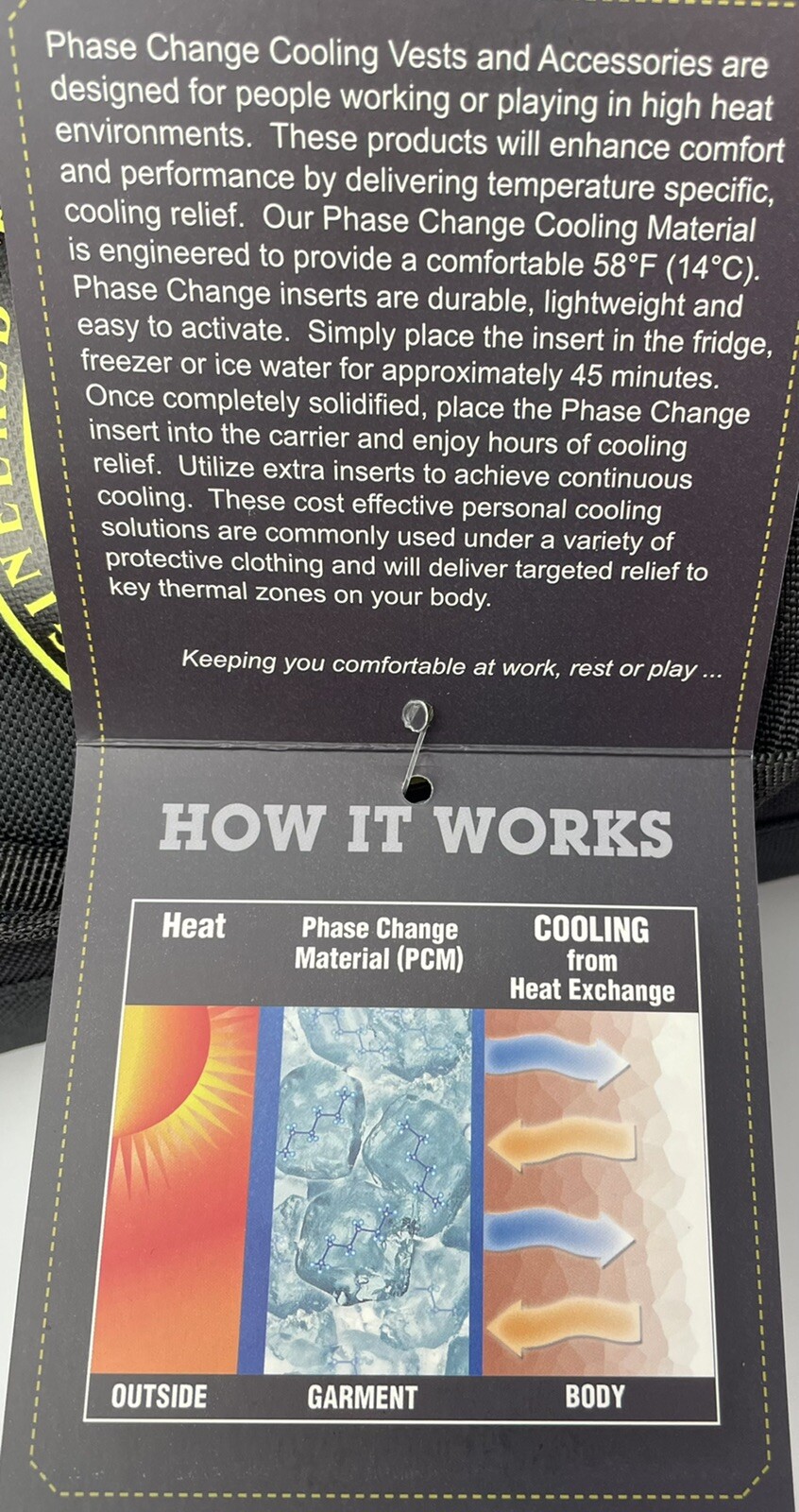 OccuNomix PC-SL Slim Style Phase Change Cooling Vest Sz M/L – Black With Packs