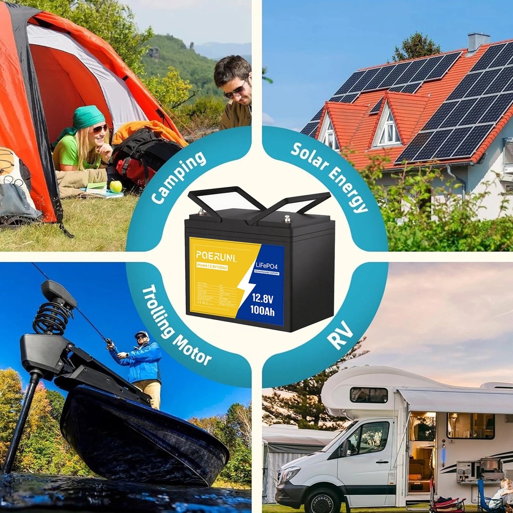 12V 100Ah LiFePO4 Lithium Battery for Solar RV Marine Off-Grid Long Lifespan CA