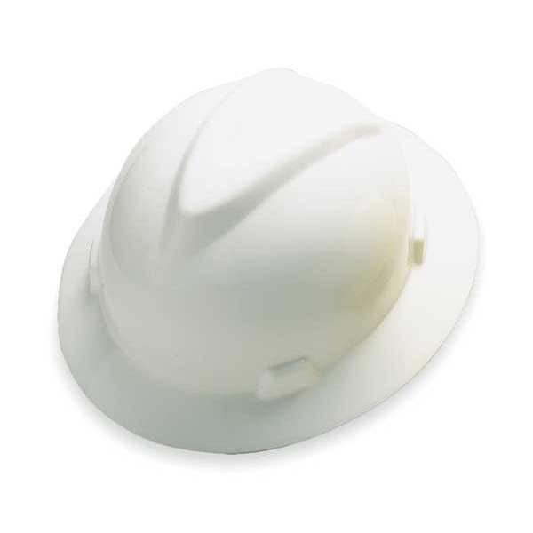 Msa Safety 475369 V-Gard Full Brim Hard Hat, Slotted, Type 1, Class E, Fas-Trac