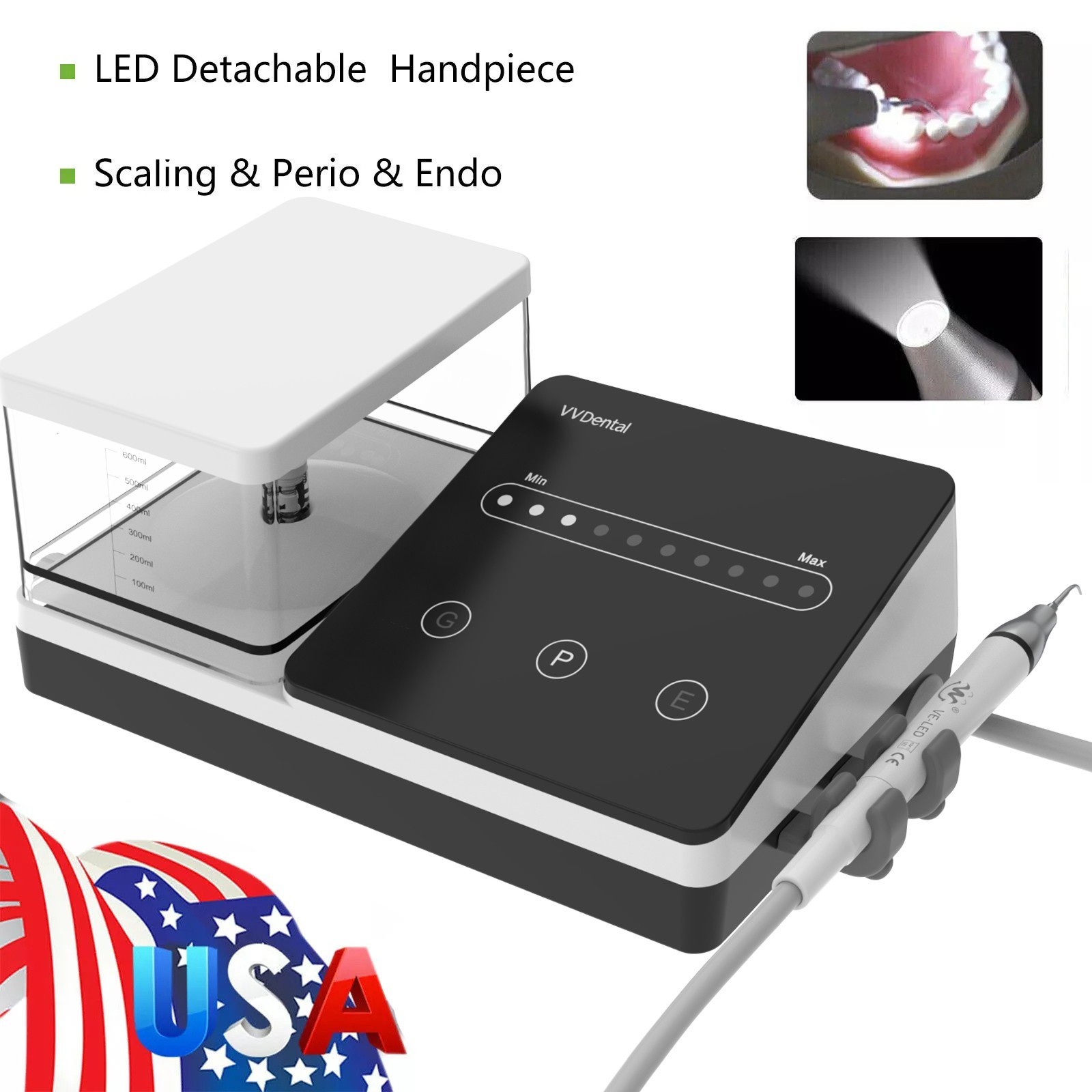 Dental Ultrasonic Piezo Scaler Pet Teeth Calculus Cleaning Machine LED Handpiece