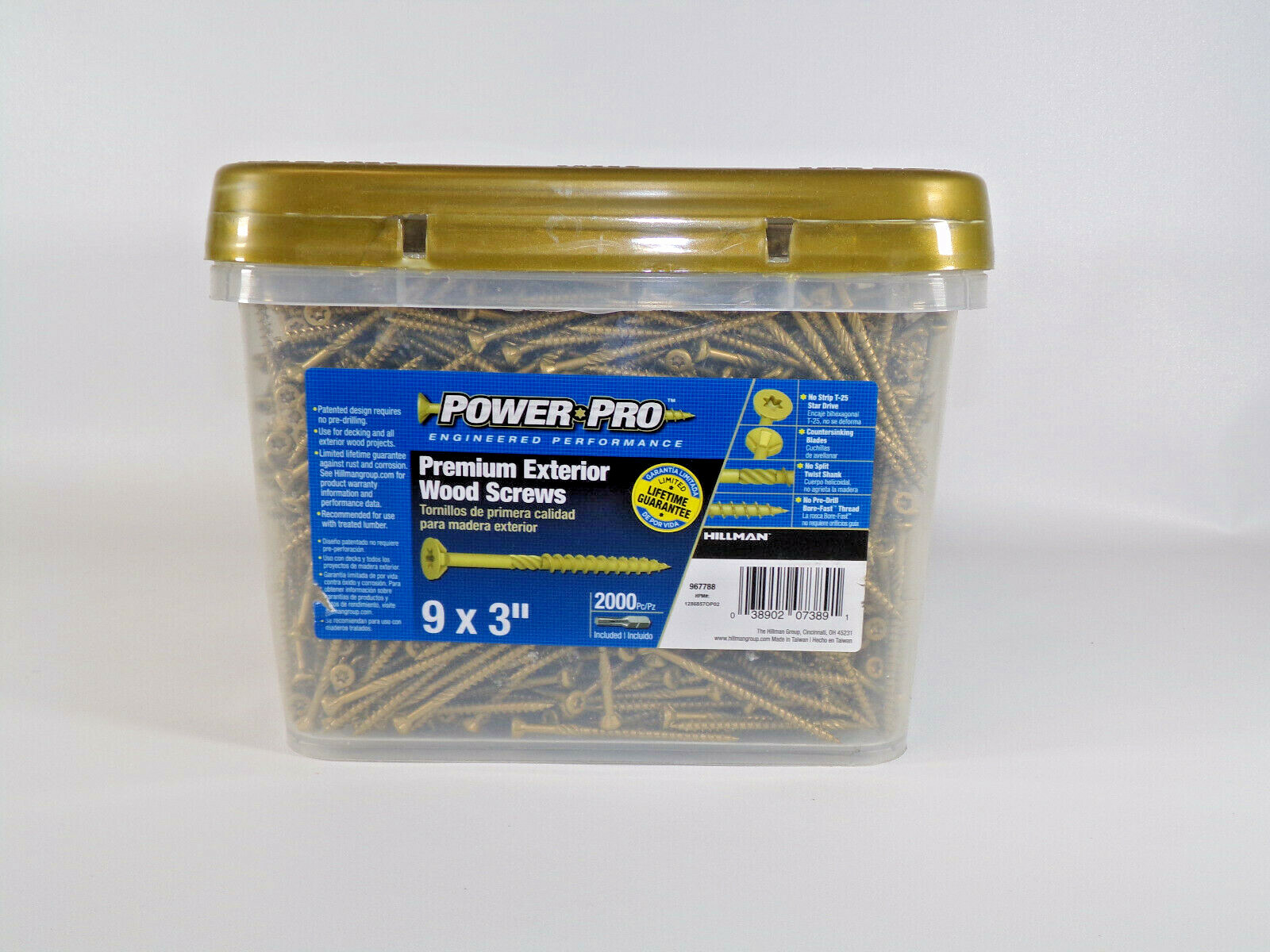 Power Pro 967788 Premium Exterior Wood Screws #9 x 3″ Rust Resistant (2000 Ct)