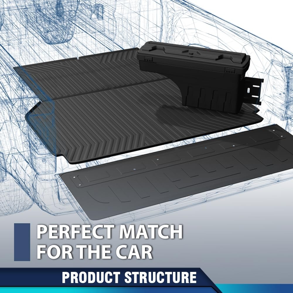TPE Floor Mats Cargo Liners for Ford F150 2021-2025 6.5FT Bed All Weather Black