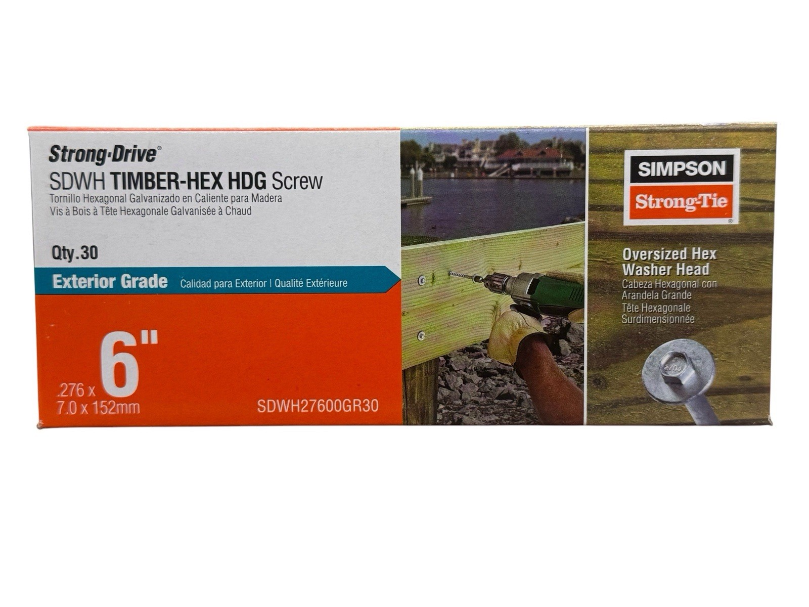 Strong-Drive® SDWH TIMBER-HEX HDG Screw — 0.276 in. x 6 in. 3/8 Hex (30-Qty)
