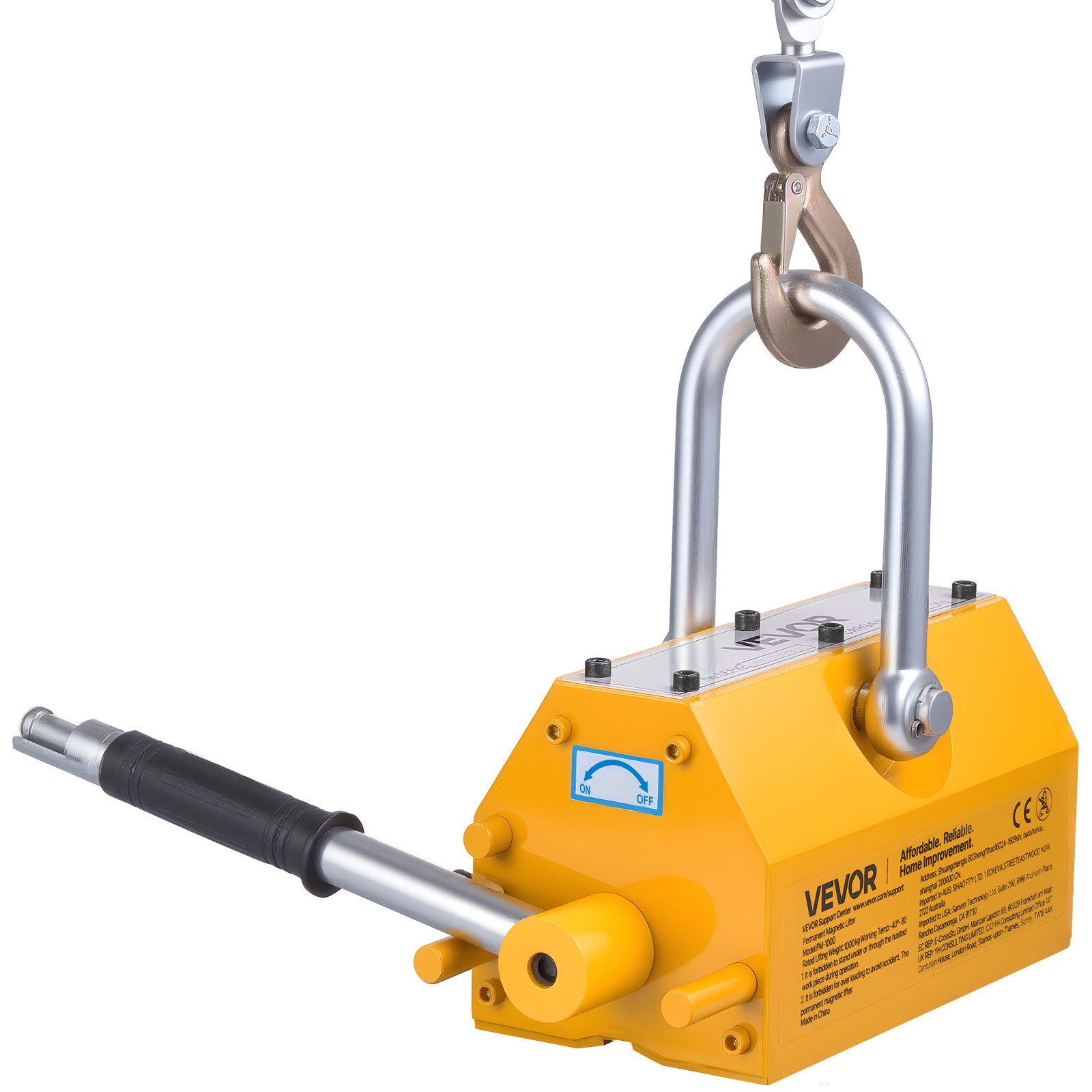 VEVOR Permanent Magnetic Lifter Lifting Magnet 2200 lbs Pulling Capacity N42