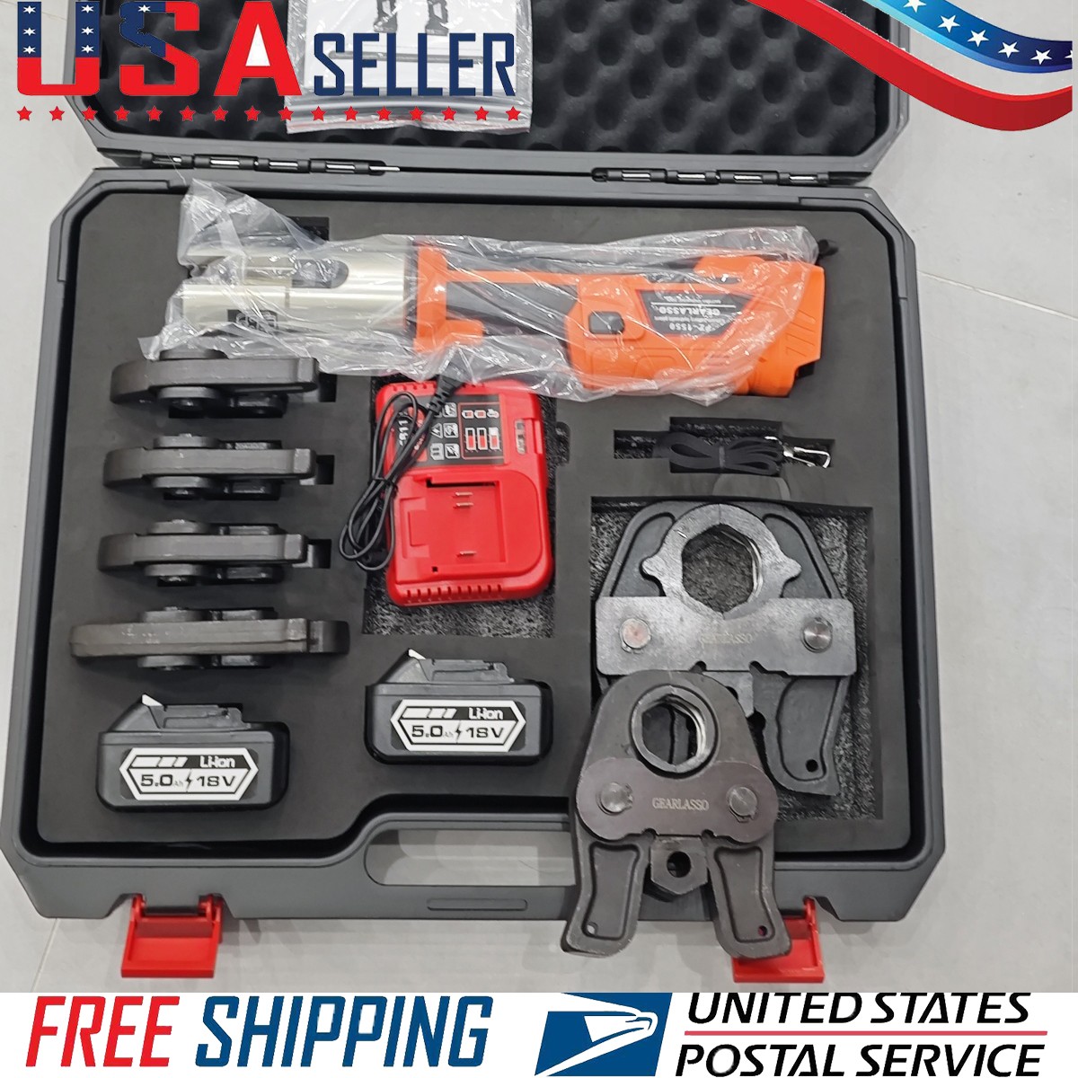 1/2″ -2″ Pro Press Tool Pipe Crimping Kit Press Tool Battery Kits with 6 Jaws