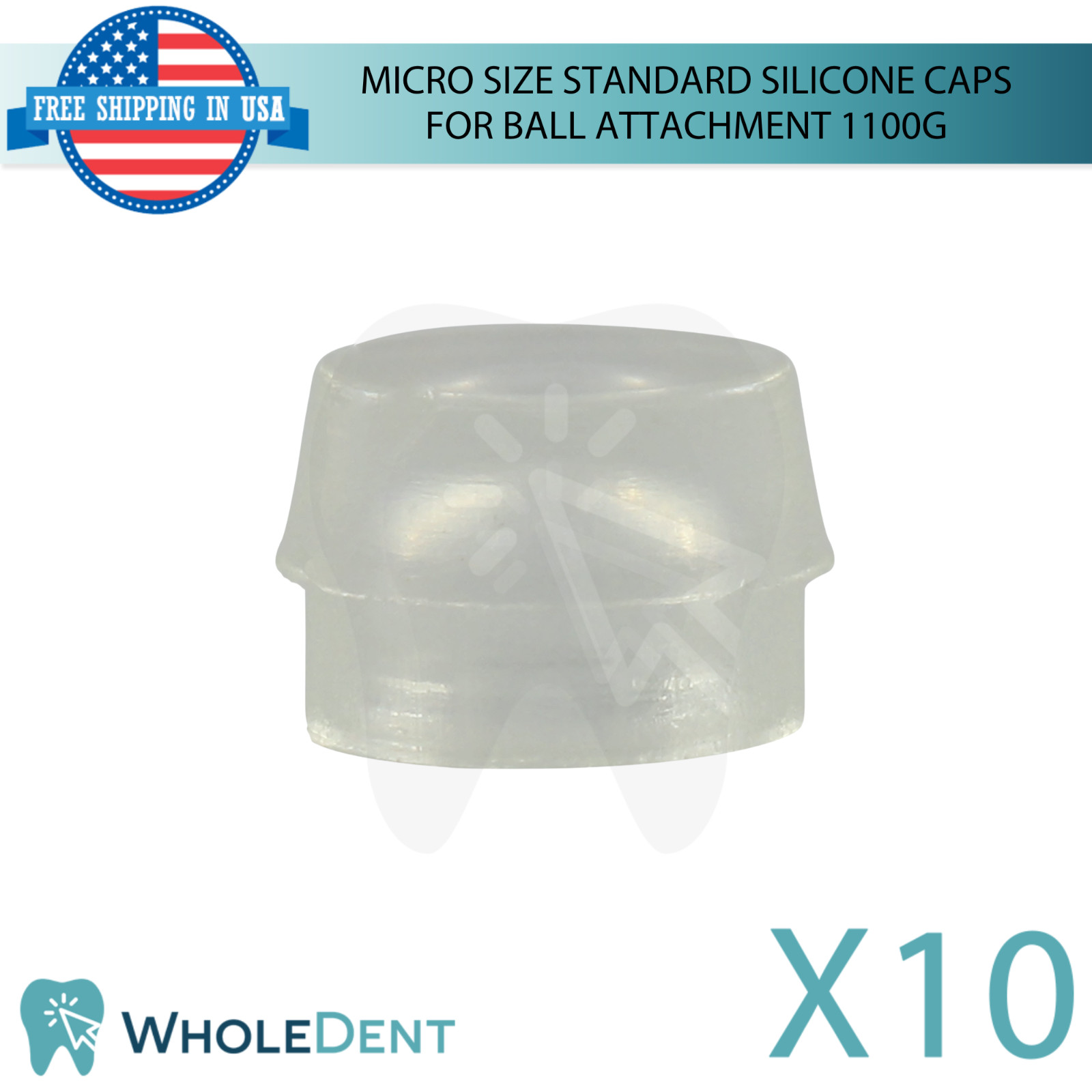 10x Dental Ball Micro Size Standard Clear Silicone Caps Ø1.8mm 1.1kg Retention