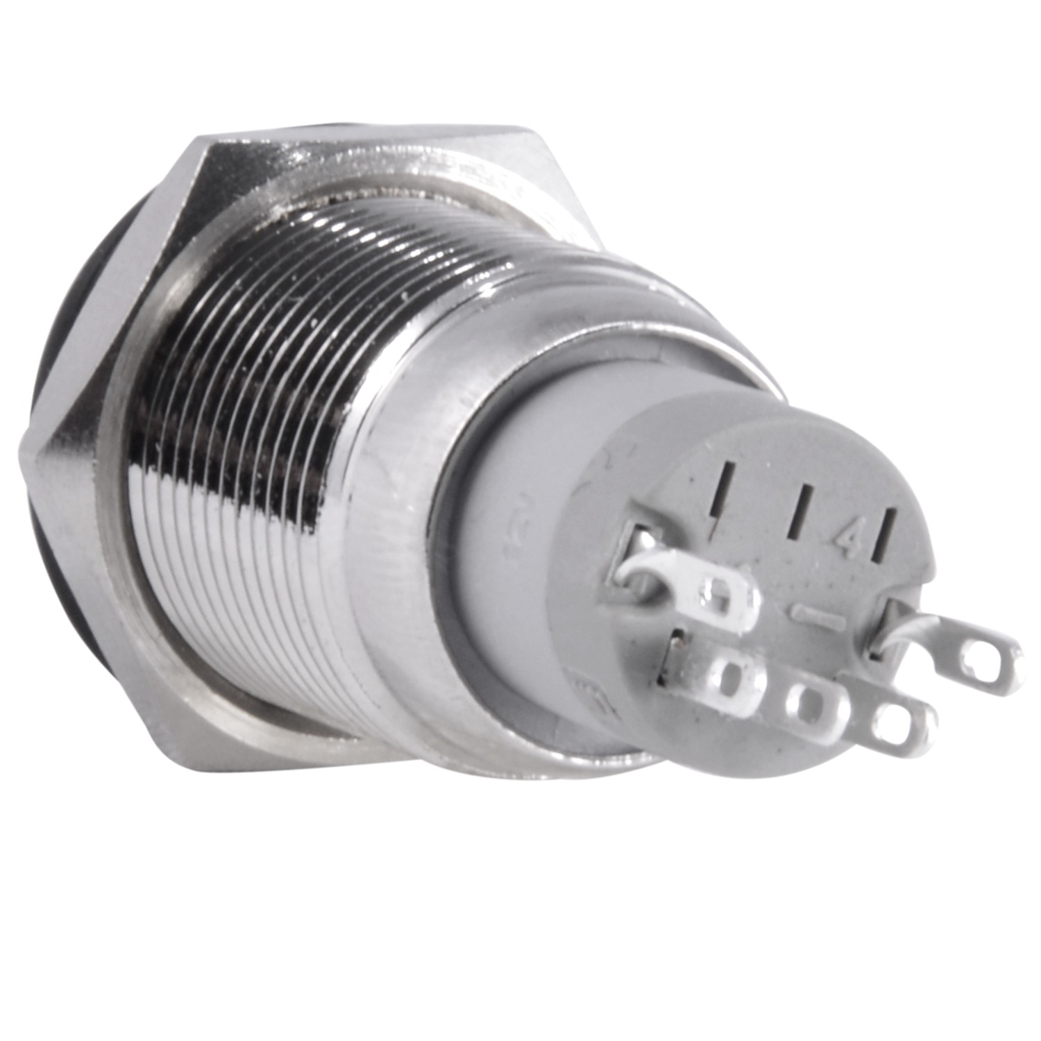 16mm 12V LED Momentary Push Button Stainless Steel Power Switch, Blue