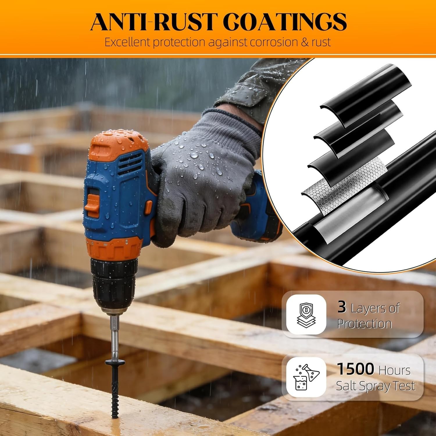 #14 x 6 inch Star Drive Deck Wood Screws, Heavy Duty Decking Timber T30 Torx 50X
