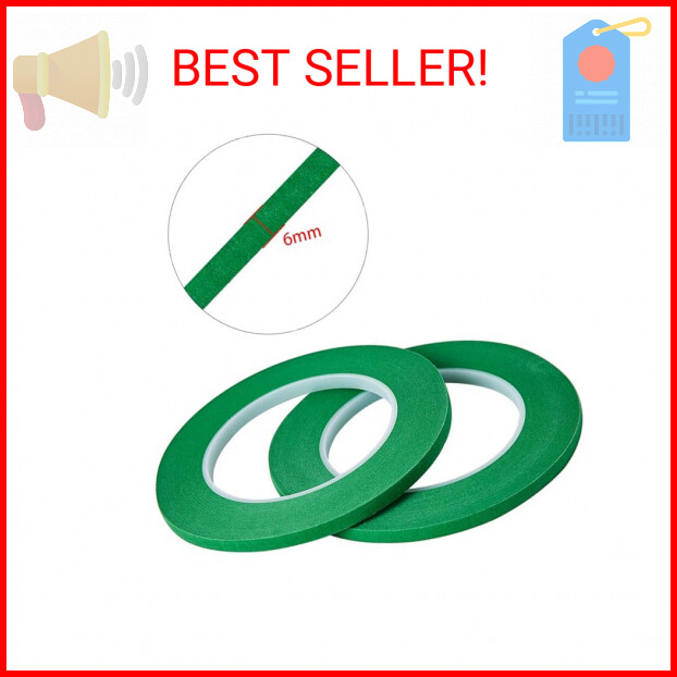 QDiShi 2 Pack 1/4″ inch x 60yd Green Painters Tape Easy Removal Thin Narrow Fini