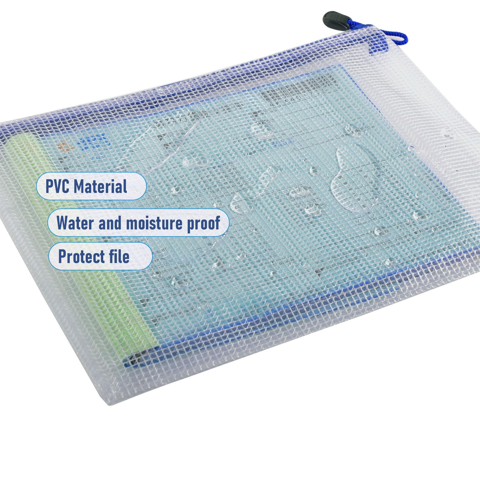 6 Pcs 9.25″ x 6.69″ A5 Sizes Mesh Zipper Pouch Bags, Mesh Bags with Zipper，Wa…