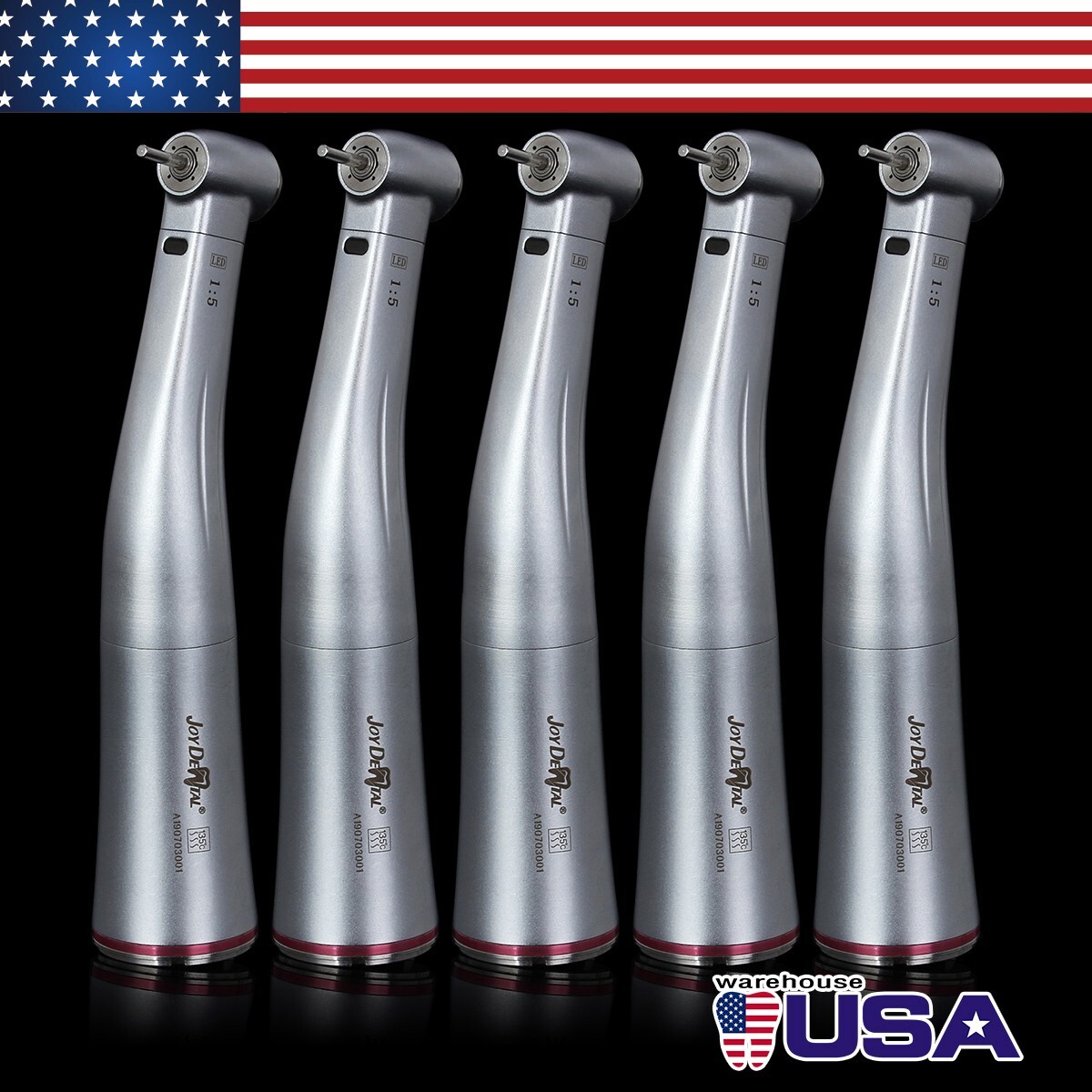 Dental 1:5 Increasing Contra Angle Fiber Optic Handpiece w/E-type Electric Motor