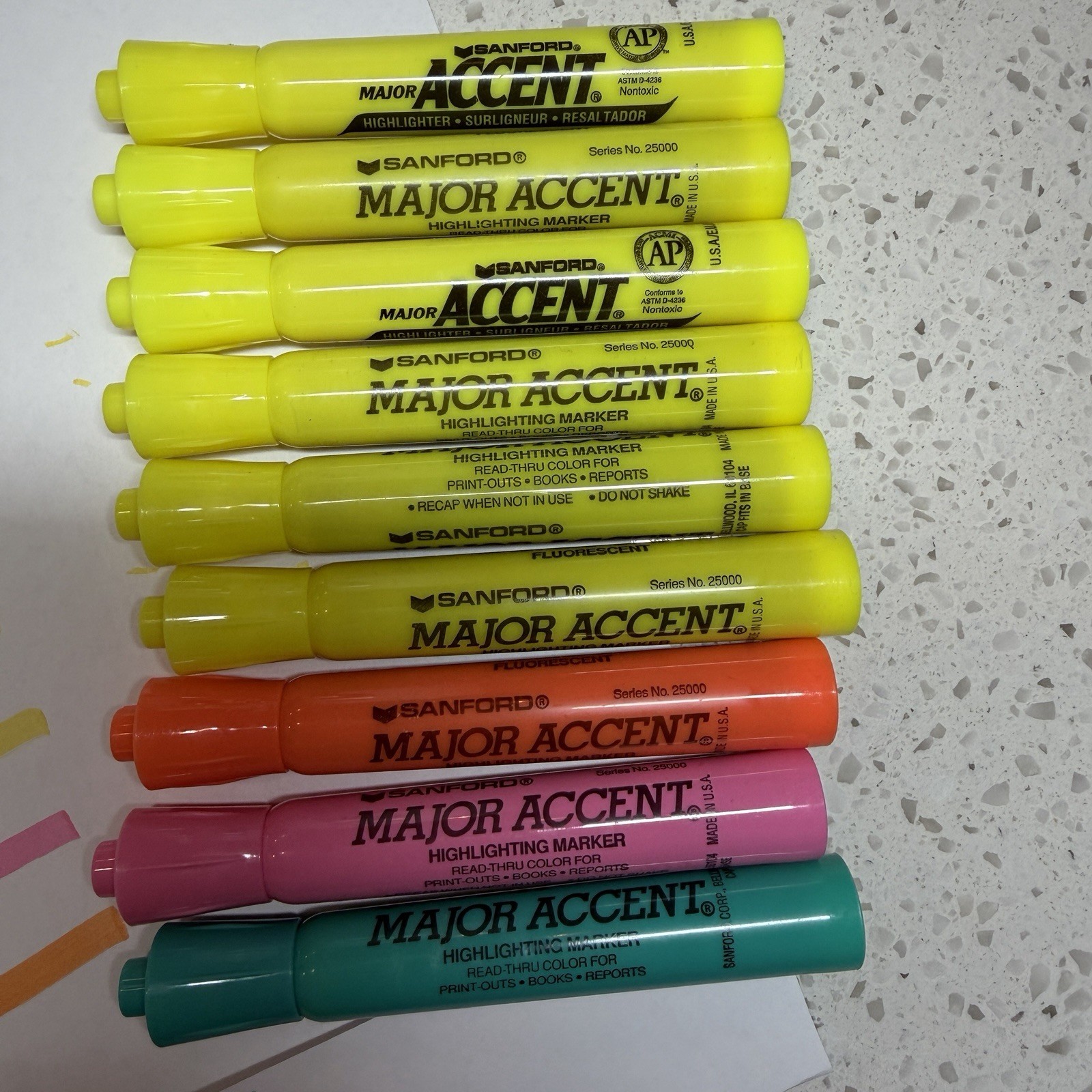 Sanford vintage Major Accent Highlighters Yellow Orange Pink U.S.A