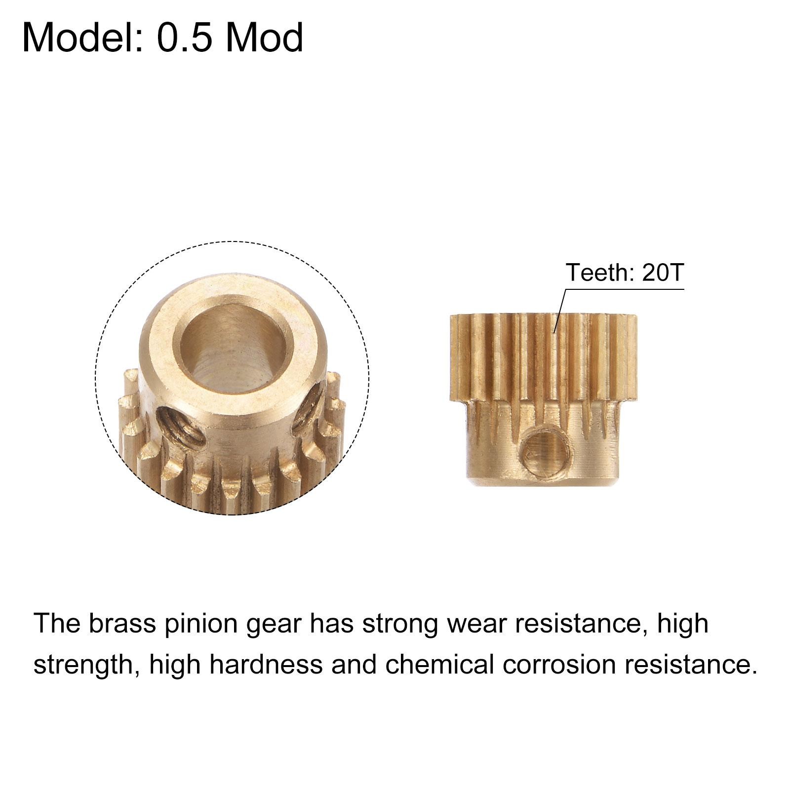0.5 Mod 20T 5mm Bore 11mm Outer Dia Brass Motor Rack Pinion Gear with Screws