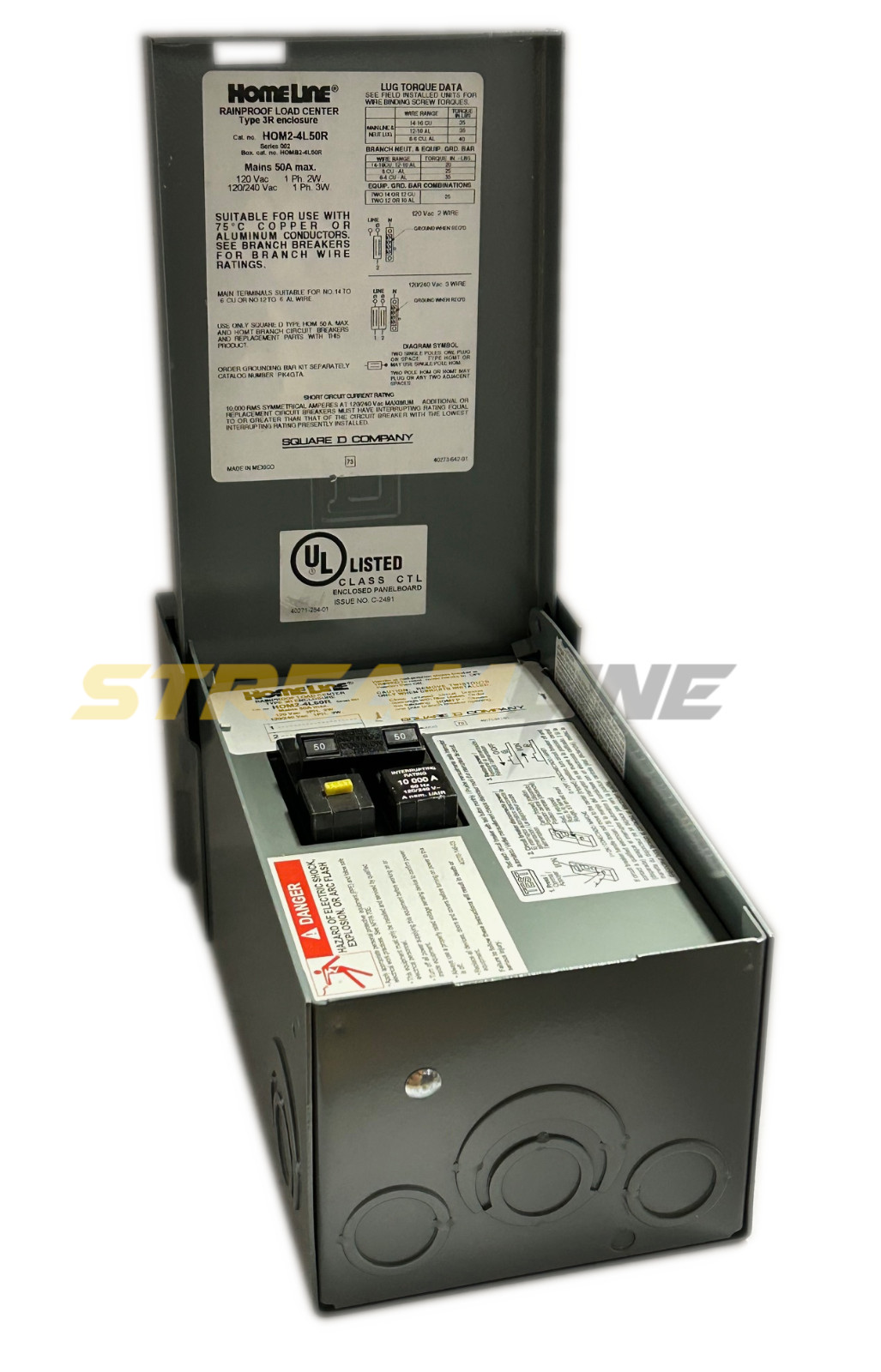 Square D HOME250SPA Enclosed Circuit Breaker, Spa Package, 50 Amp GFI, NEMA 3R