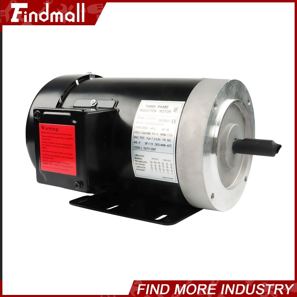 2 HP General Electric Motor 3 Phase 56C Frame 1800 RPM TEFC 230 / 460 Volt New