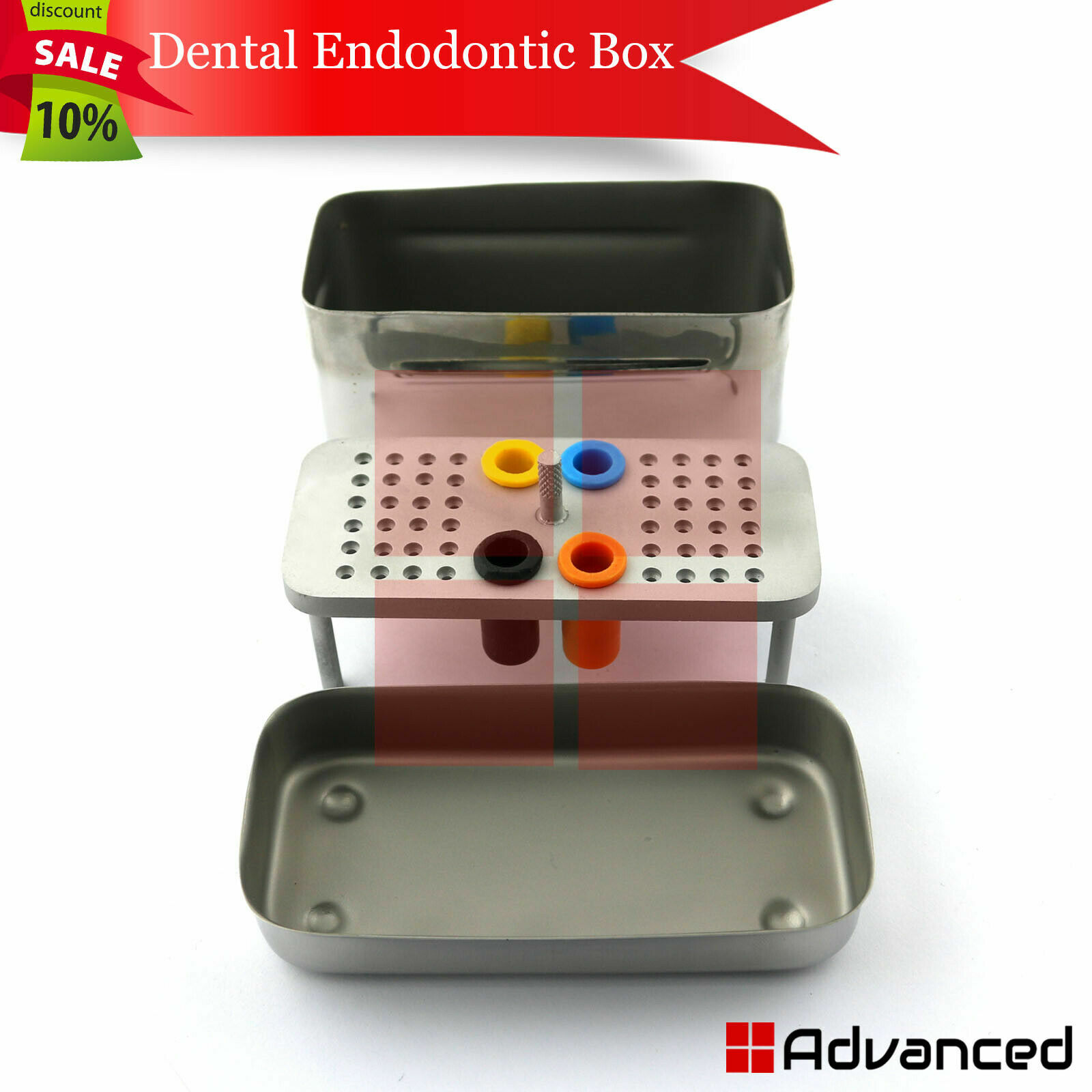 Dental Endo Box Endodontic Files Holder Burs Sterilization Organizer 48 Holes