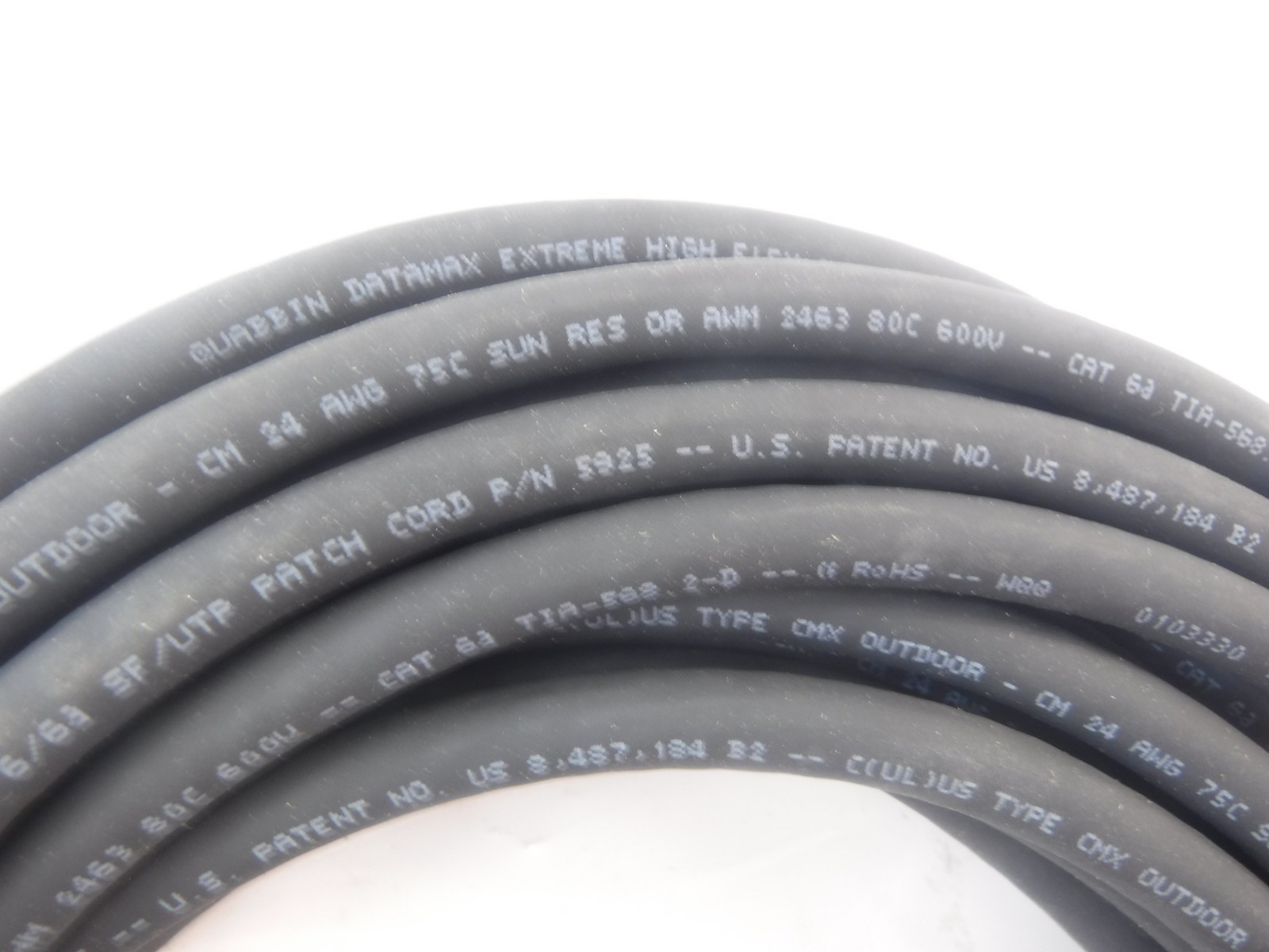 40’L Quabbin 24AWG 4P Cat 6/6A Hi Flex AWM Black Shielded TPE Ethernet Cable 592