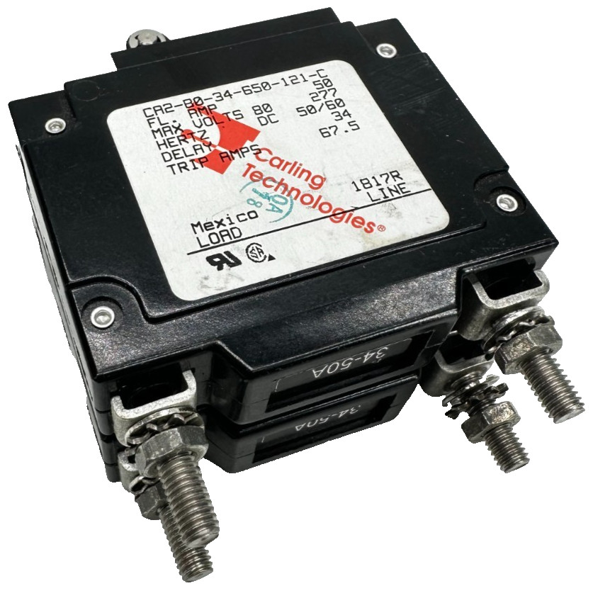 Carling Technologies CA2-B0-34-650-121-C Hydraulic Circuit Breaker 50A 2 Pole