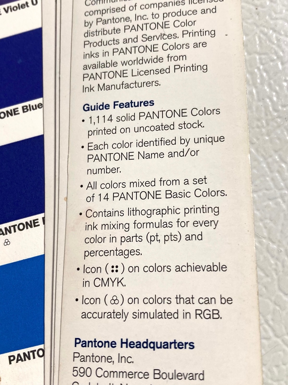 Pantone Fan Deck Formula Guide Solid Uncoated Fourth Edition Fourth Printing