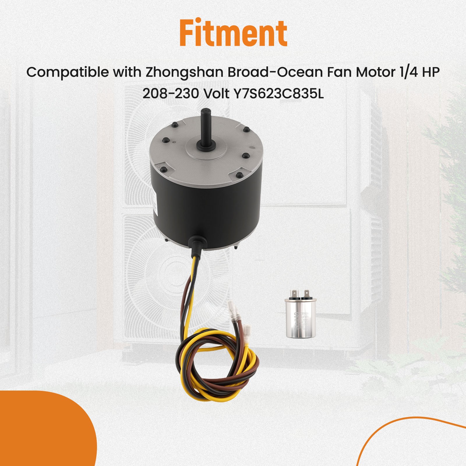 Fan Motor For Zhongshan Broad-Ocean 1/4 HP 208V-230Volt Y7S623C835L HC39GE226