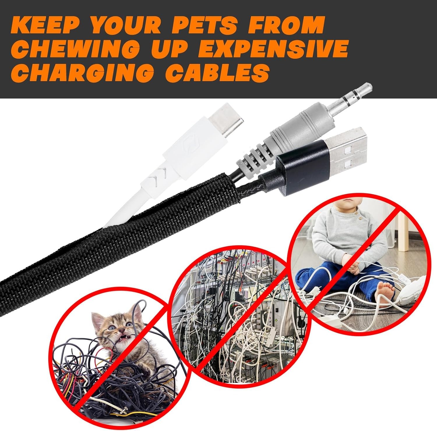 Car High Temperature Braided Wire Loom Black Split-Sleeve Heat Resistant Cover