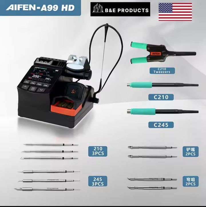 AIFEN–A99 HD Precision Tweezers With 210/245 Soldering Station FULL SET