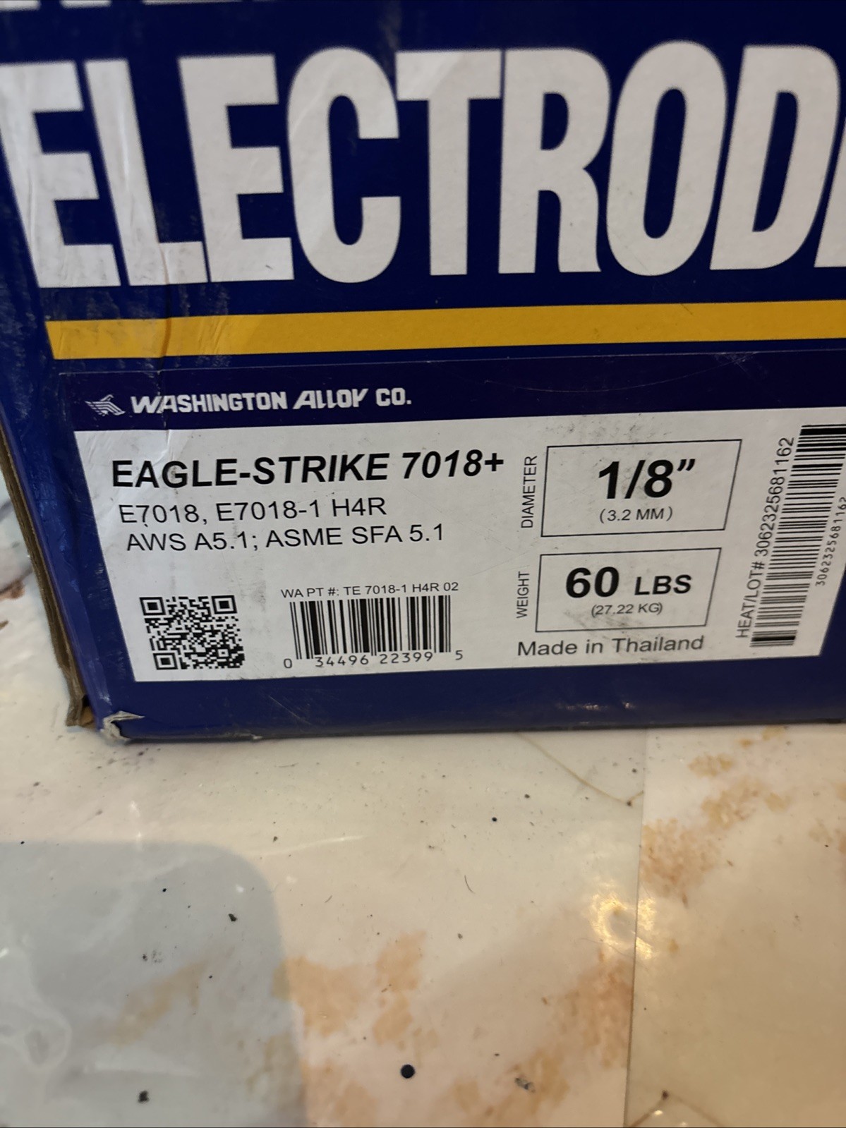 Washington Alloy Co. Eagle E Strike 7018 1/8” Welding Electrodes￼