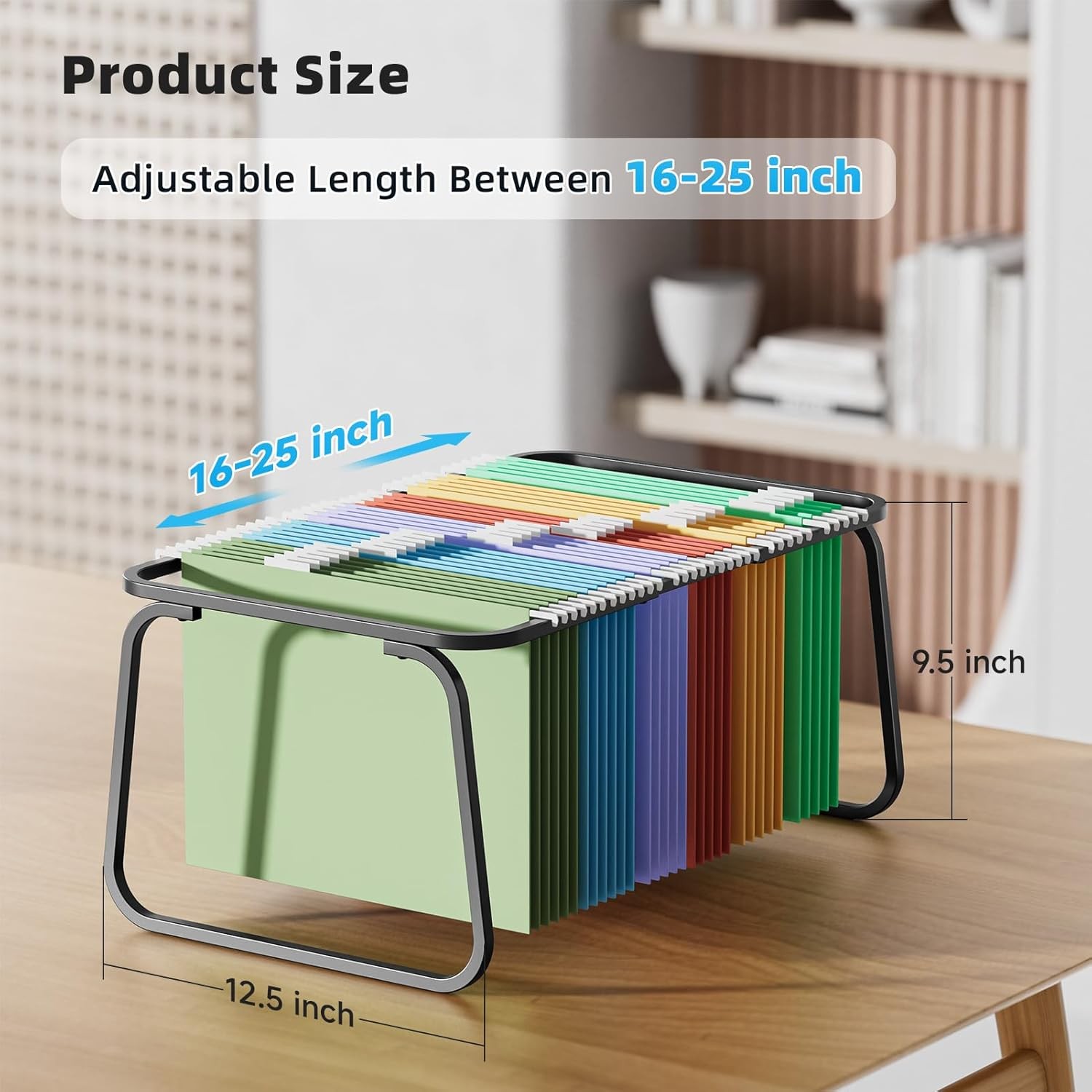 Hanging File Folder Frame, Adjustable Letter Size File Holder 16-25 Inches,