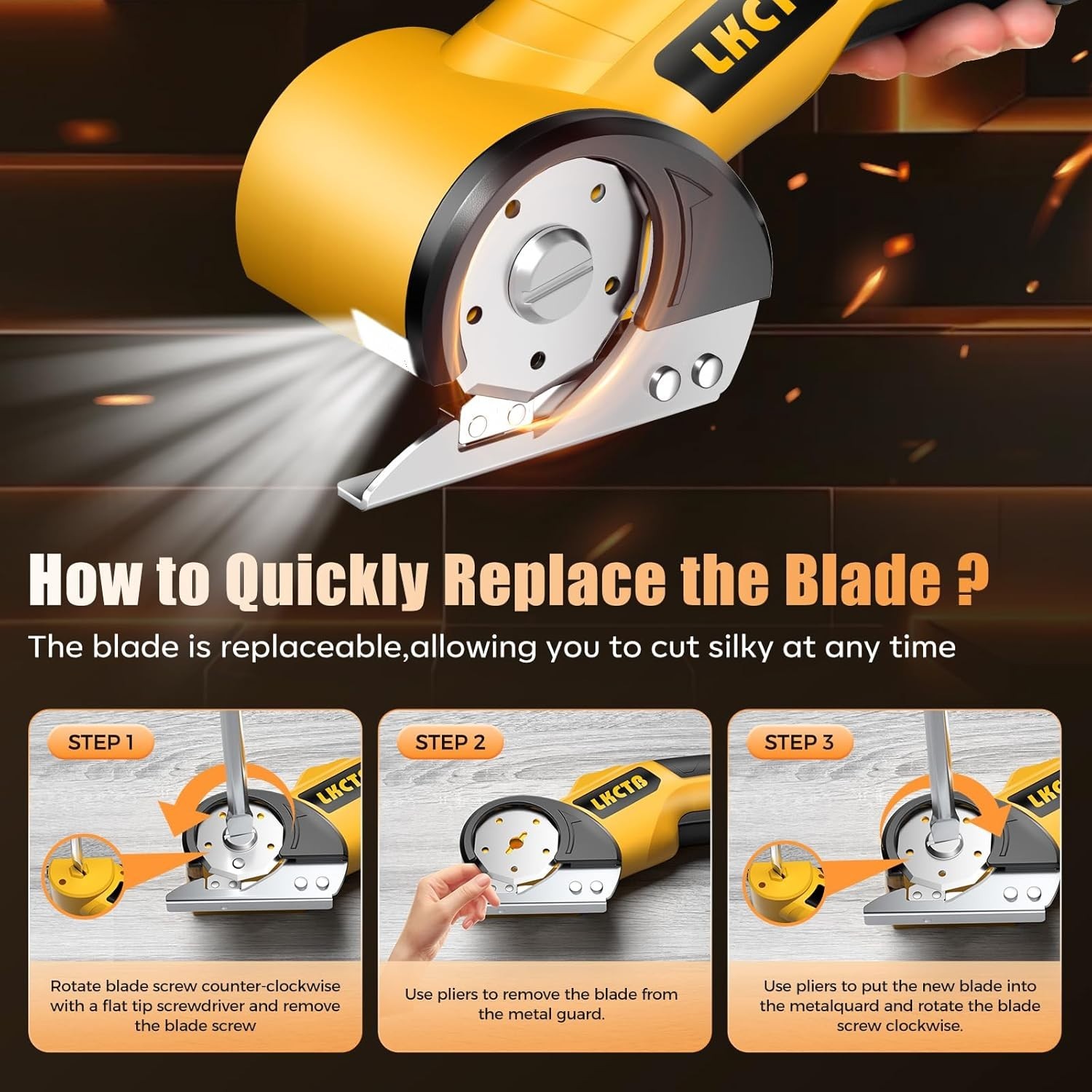 LKCTB Electric Scissors Cardboard Cutter w/ LED, Brushless Motor 3500mAh