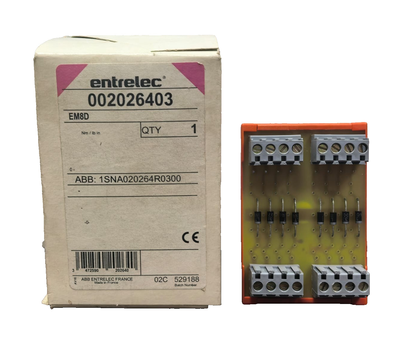 ENTRELEC /ABB EM8D 002026403 DIODE MODULE BLOCK 1SNA020264R0300