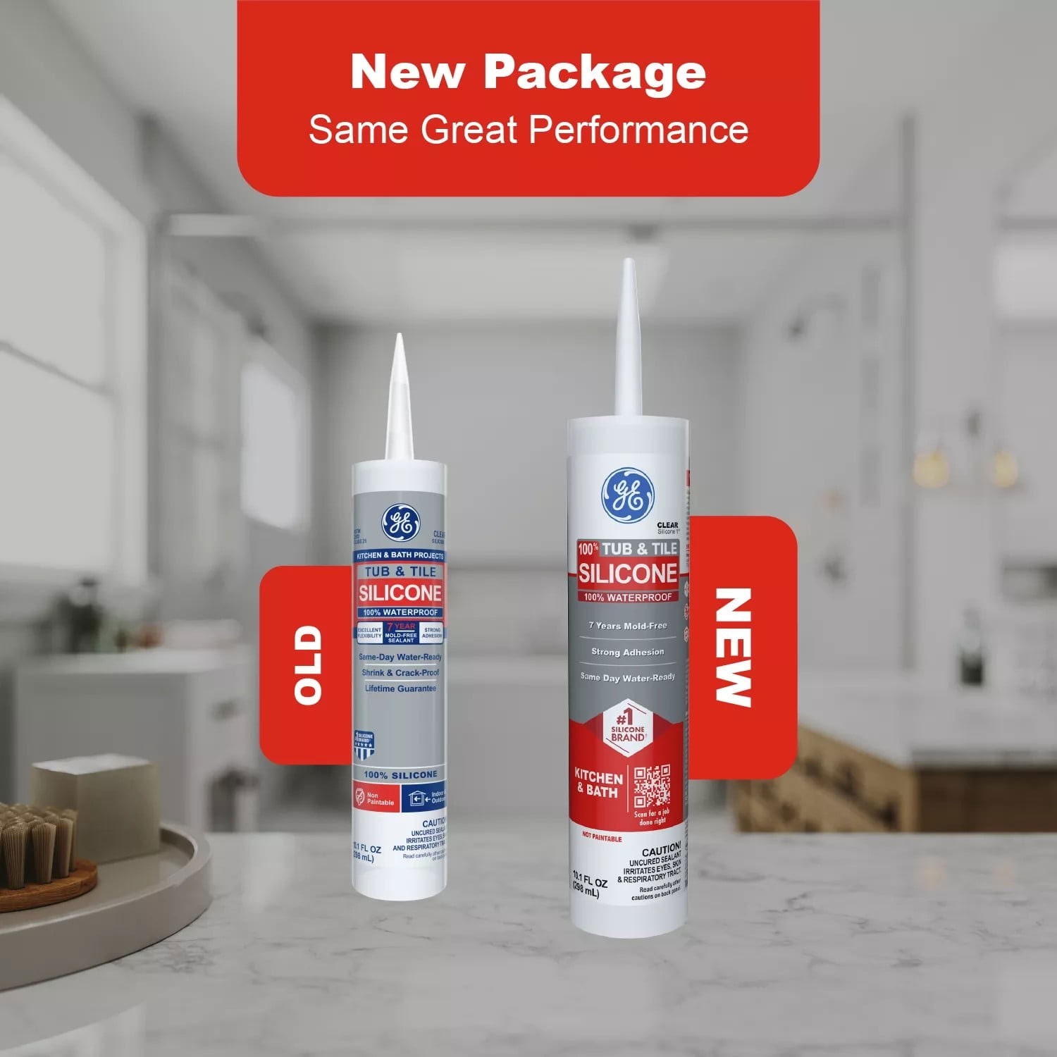4 Pack GE Silicone 1 Tub & Tile Sealant White 10.1 fl oz Cartridge Box New