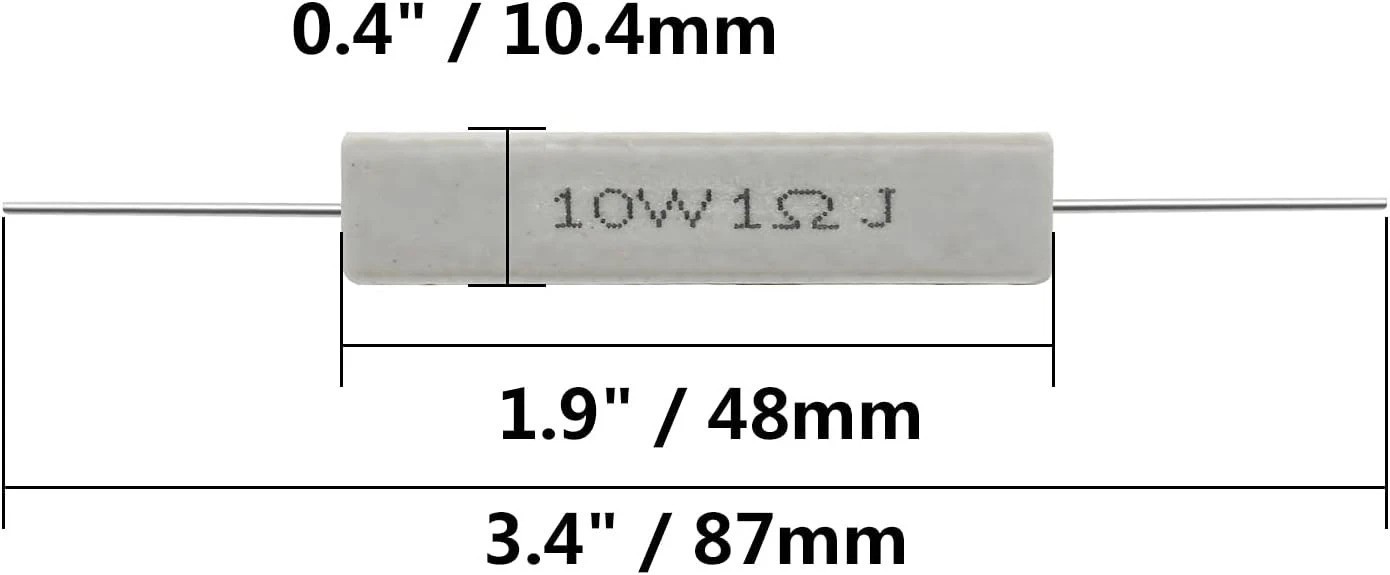 Compact 10PCS 10W 1 Ohm Ceramic Resistor – Reliable Electronics Component Kit