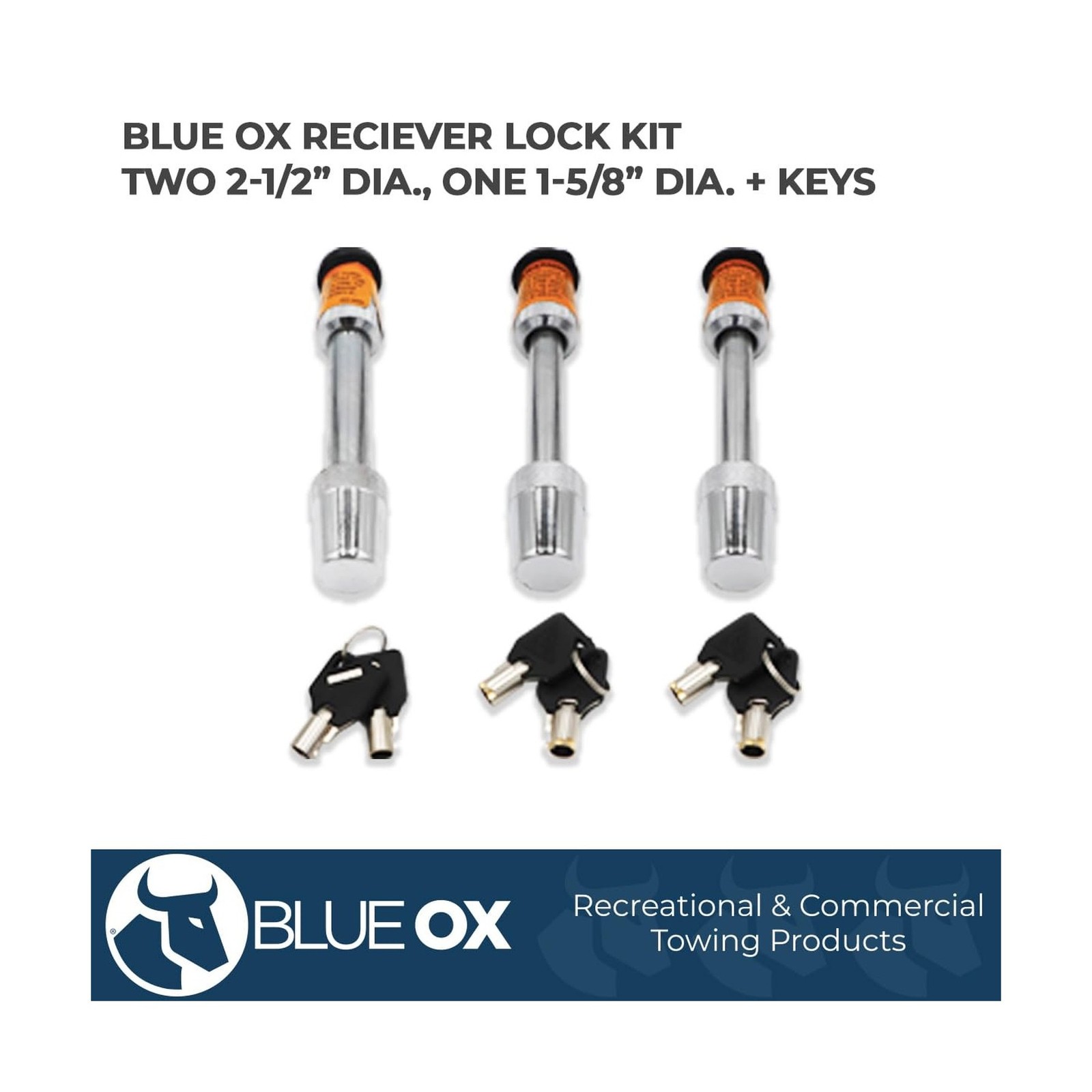 Blue Ox BX88101 two 1/2 locks and one 5/8 Lock Kit , Orange