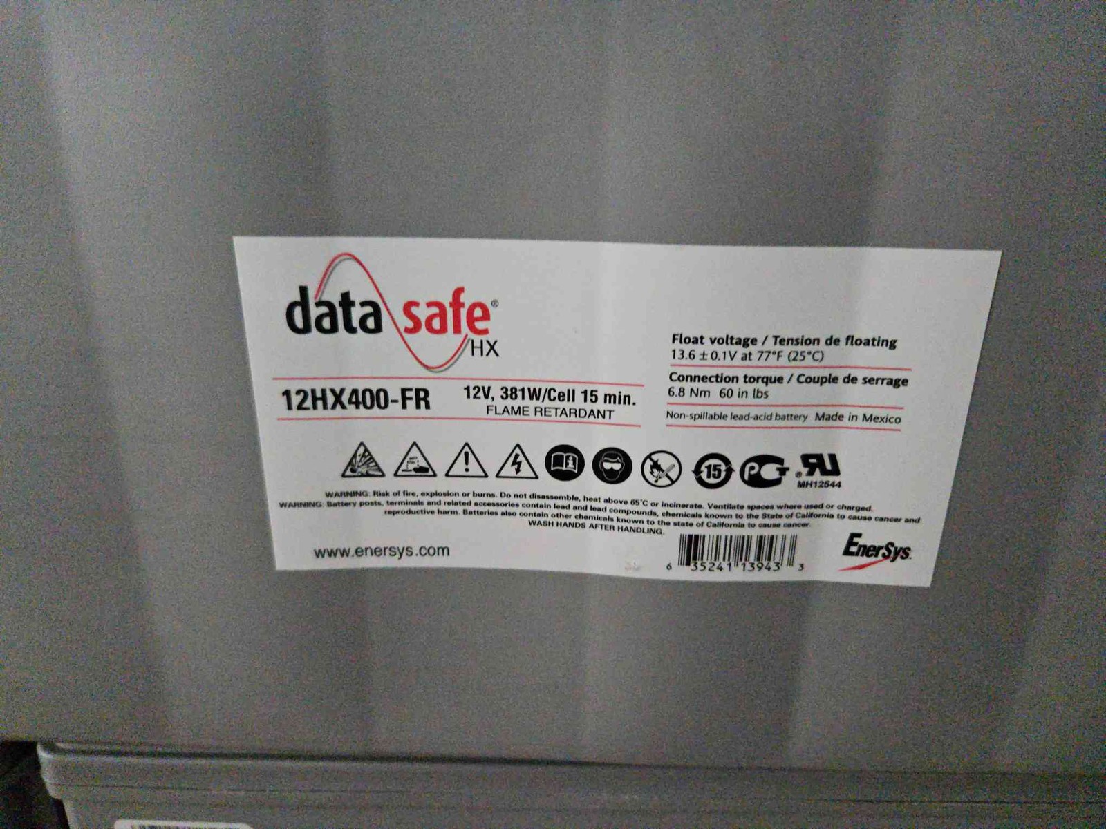 100AH Data Safe 12HX400-fr 12v 381W/Cell ’16 (SKU: 111008)