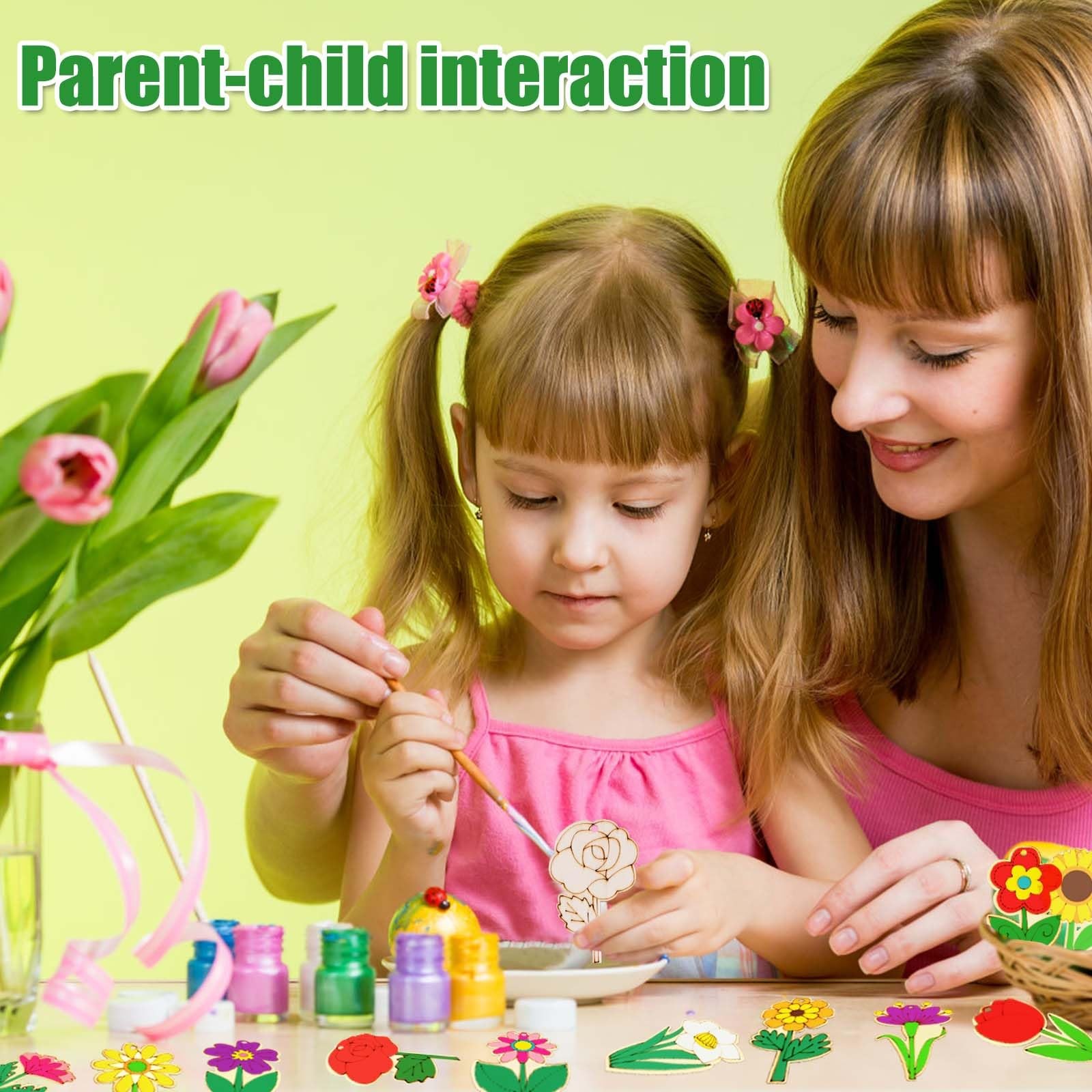 48pcs Unfinished Wood Spring Flowers Cut Outs, Kids’ M, as the picture shows