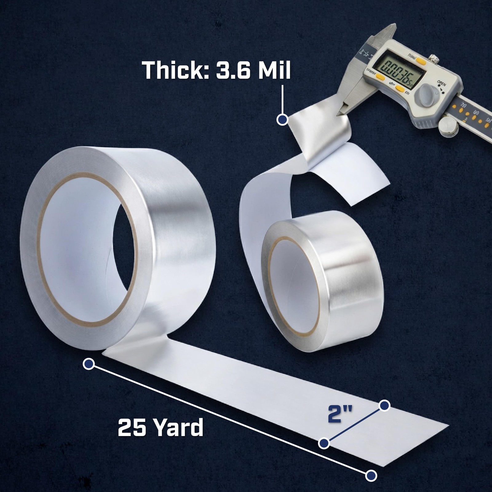 Bates- Aluminum Foil Tape, 2 Inch x 25 Yard, 3.6 2″ x75 ft, Metallic Silver