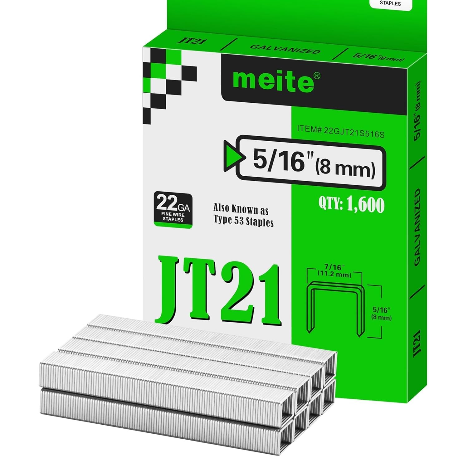 1,600 Counts JT21 Staples, 7/16″ Crown 1/4″ Length Galvanized Upholstery Staples